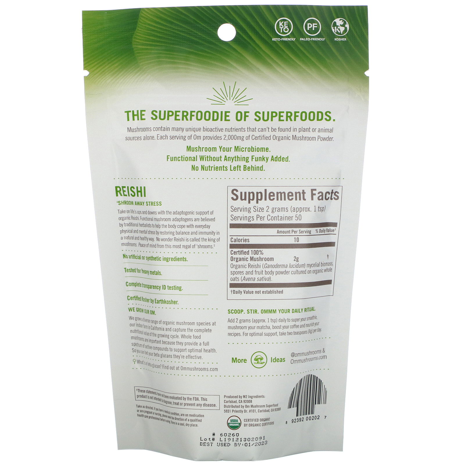 Organic Mushroom Nutrition, Reishi, Certified 100% Organic Mushroom Powder, 3.5 oz (100 g) - Imagem 2