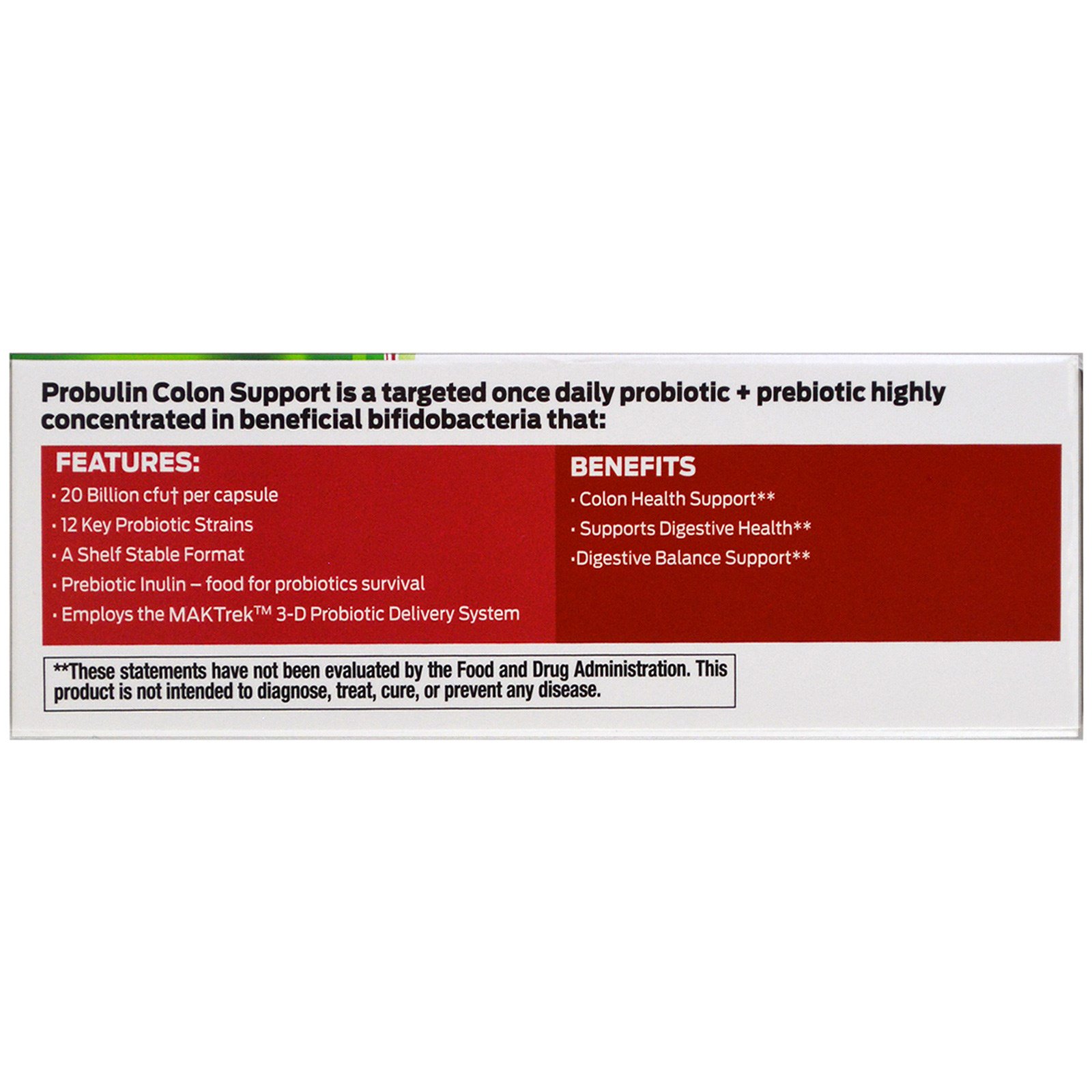 Probulin, Apoio para o Colon, Probiótico, 30 Cápsulas - Imagem 3