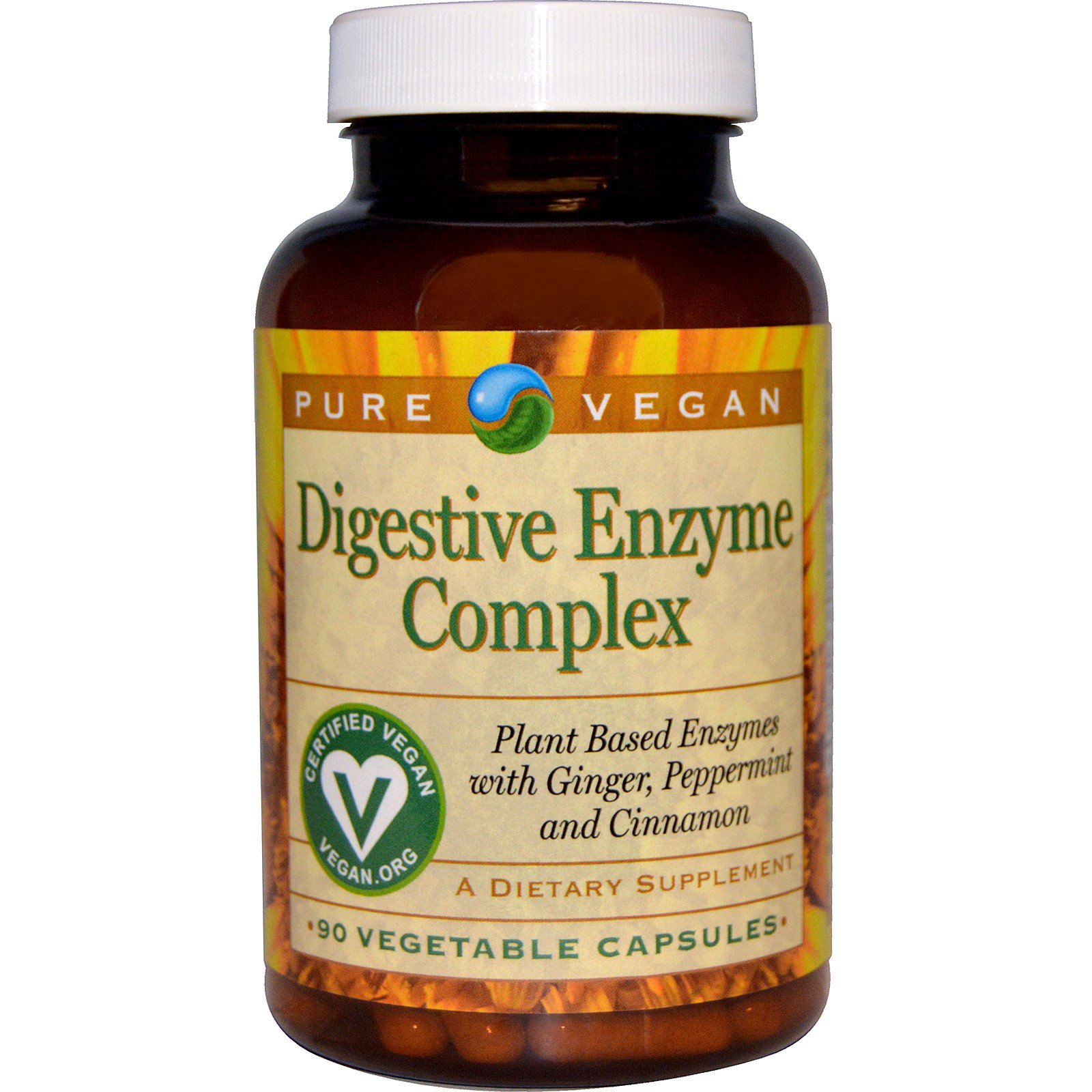 Pure Vegan, Complexo de Enzimas Digestivas, 90 Cápsulas Vegetarianas