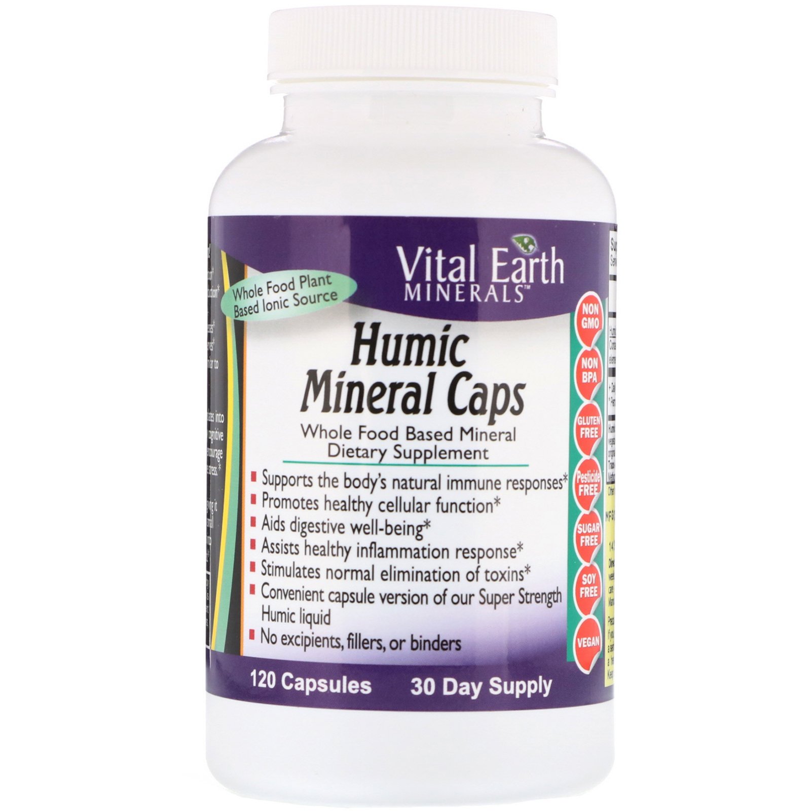 Vital Earth Minerals, Cápsulas de Minerais Húmicos, 120 Cápsulas