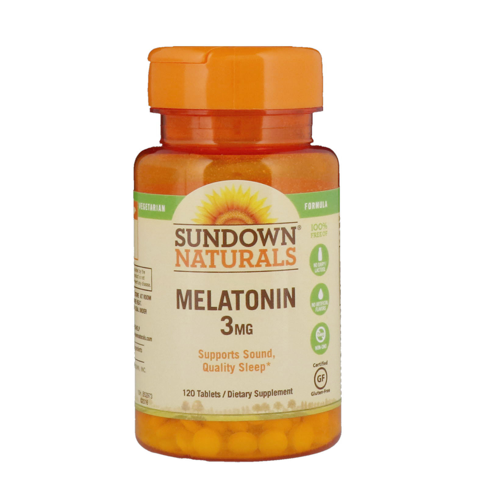 Sundown Naturals, Melatonina, 3 mg, 120 Comprimidos