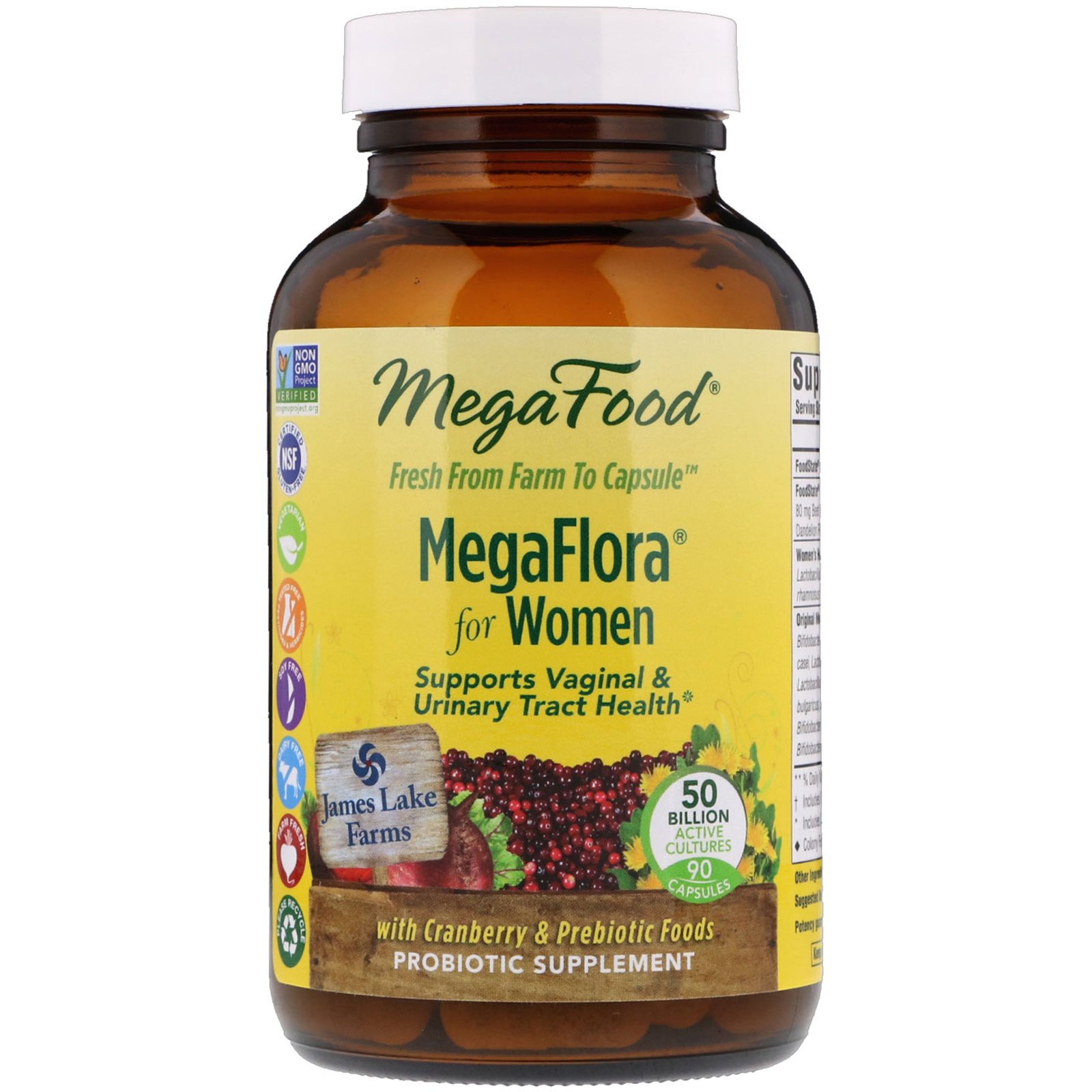 MegaFood, MegaFlora para Mulheres, 90 Cápsulas (Ice)