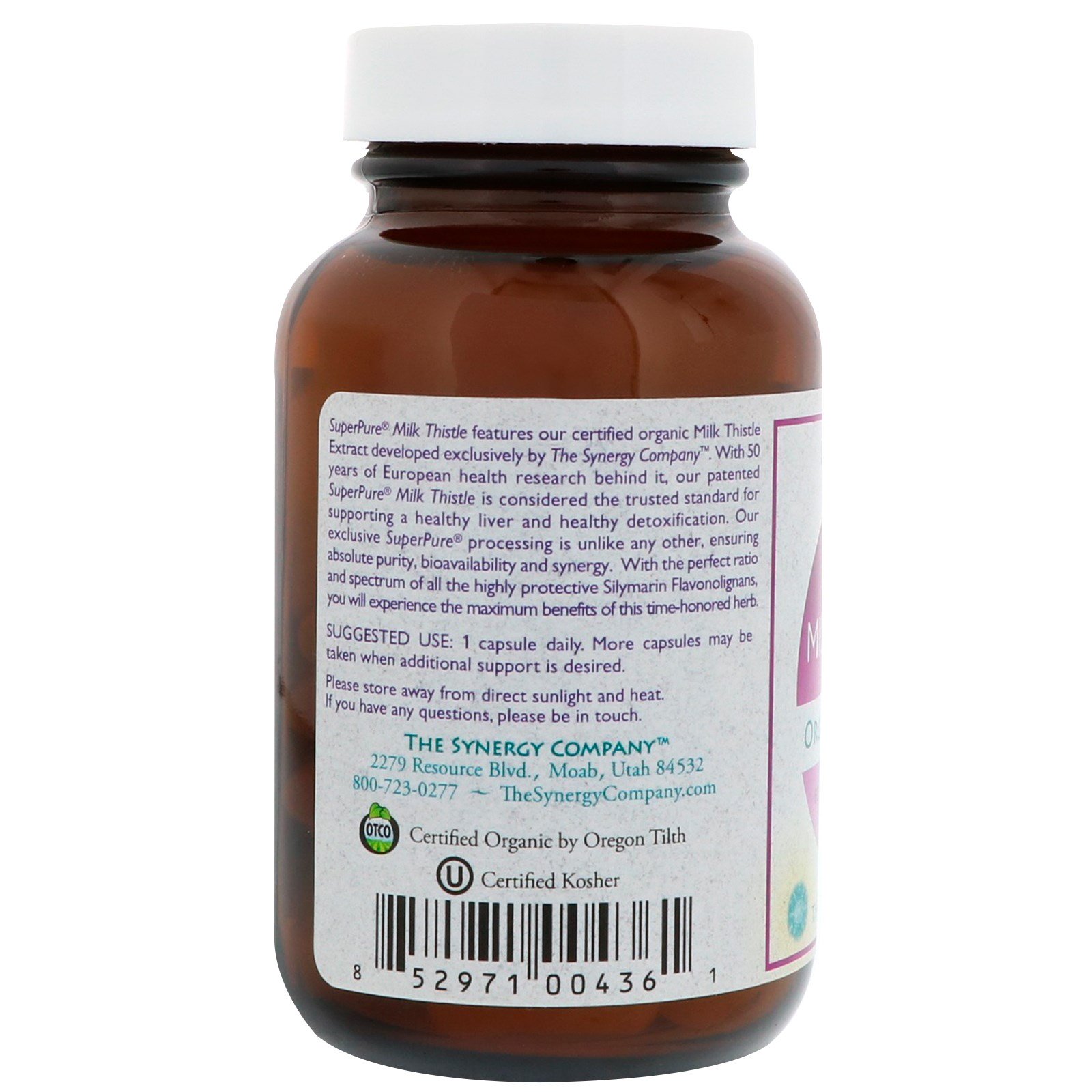 The Synergy Company, Pure Synergy, Organic Super Pure Milk Thistle Organic Extract , 60 Organic Vegetarian Caps - Imagem 3