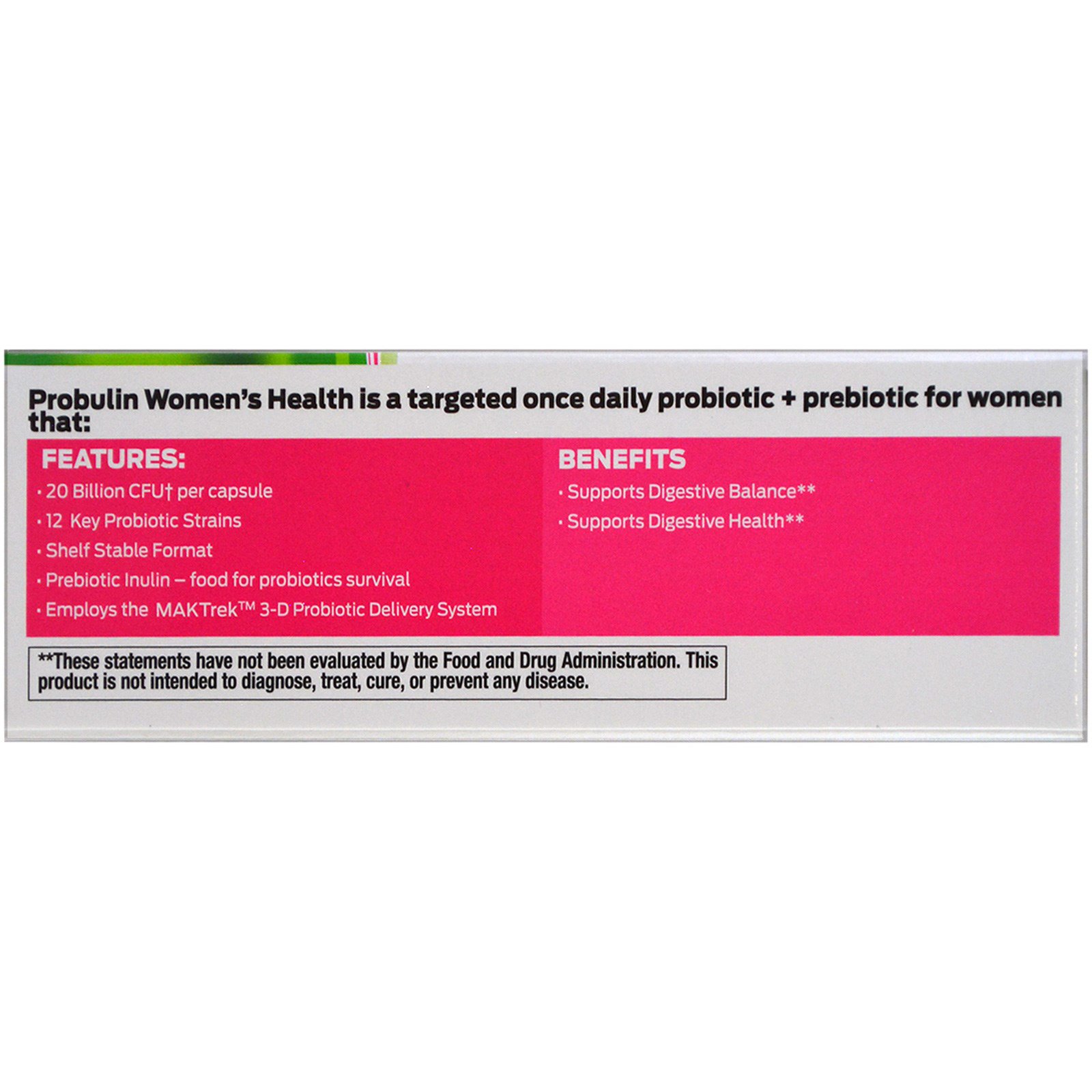 Probulin, Women's Health, Probiotic, 20 Billion CFU, 60 Capsules - Imagem 3