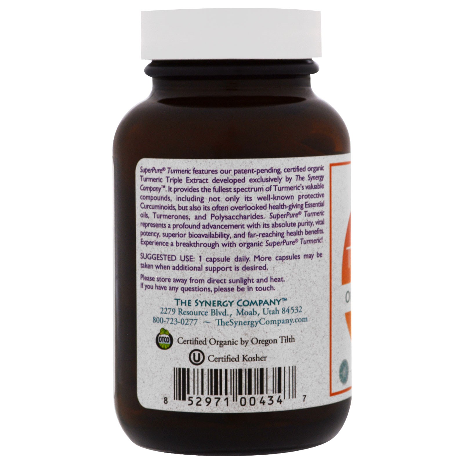 The Synergy Company, Organic SuperPure Turmeric Extract, 60 Organic Vegetarian Caps - Imagem 3