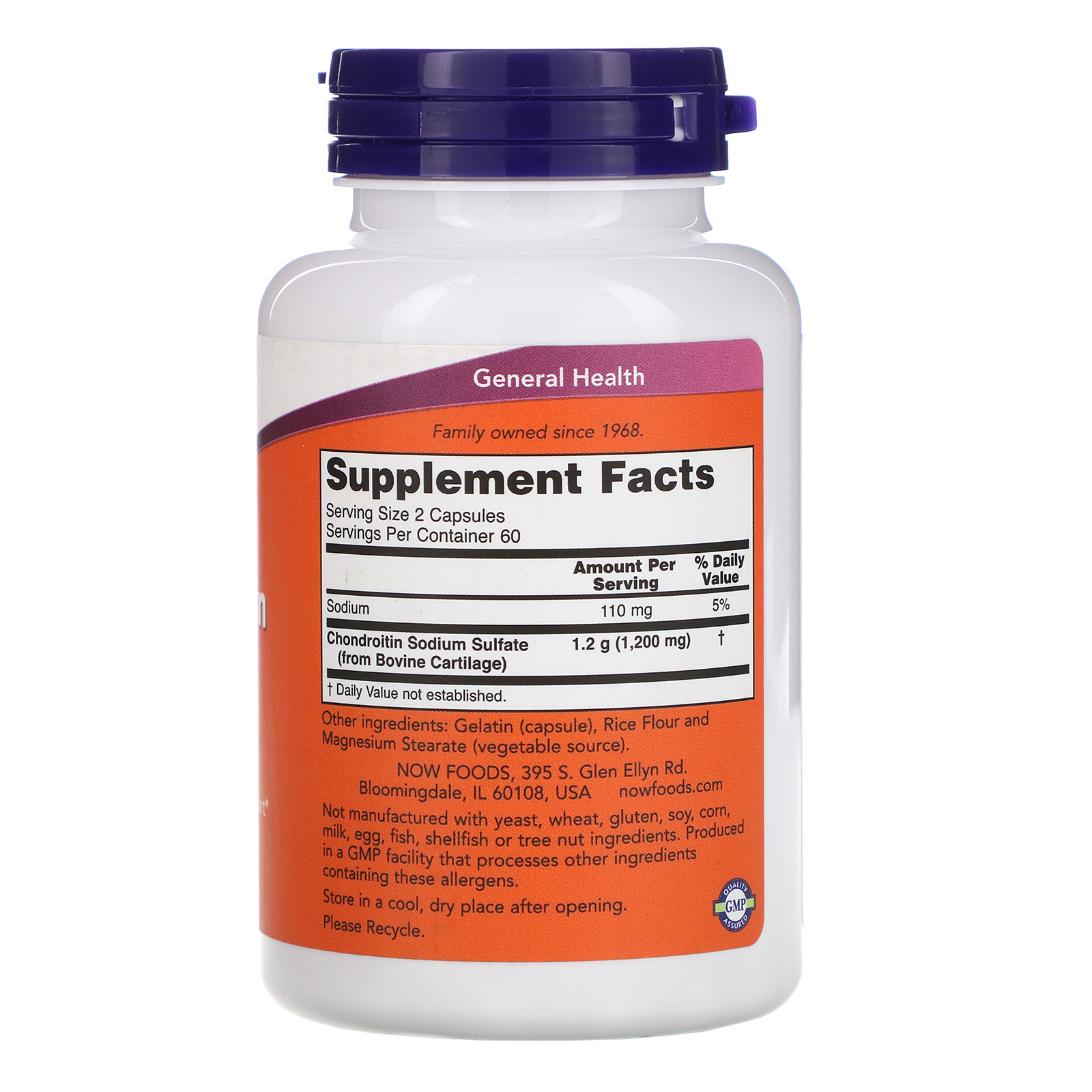 Now Foods, Sulfato de Condroitina, 600 mg, 120 Cápsulas - Imagem 2