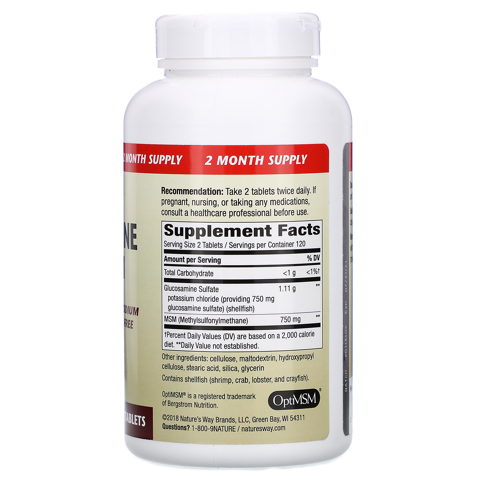 Nature's Way, Flexmax, Glucosamina com MSM, sem Sódio, 240 tabletes - Imagem 2