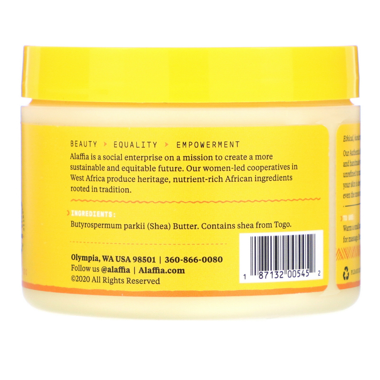 Alaffia, Pure Unrefined Shea Butter, Unscented, 11 oz (312 g) - Imagem 2