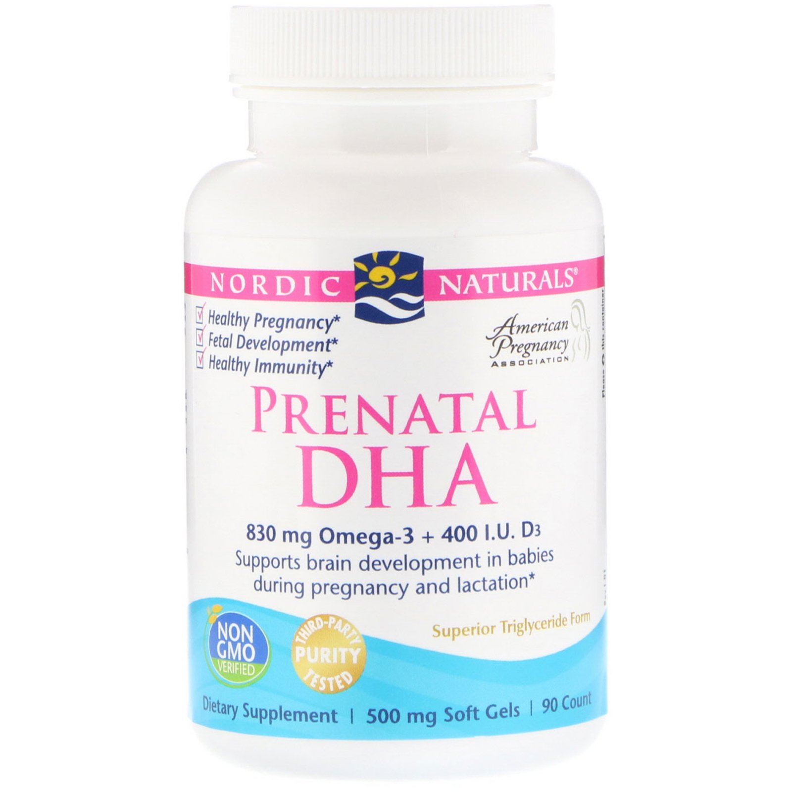 Nordic Naturals, DHA pré-natal, fórmula sem sabor, 500 mg, 90 Softgels - Imagem 3