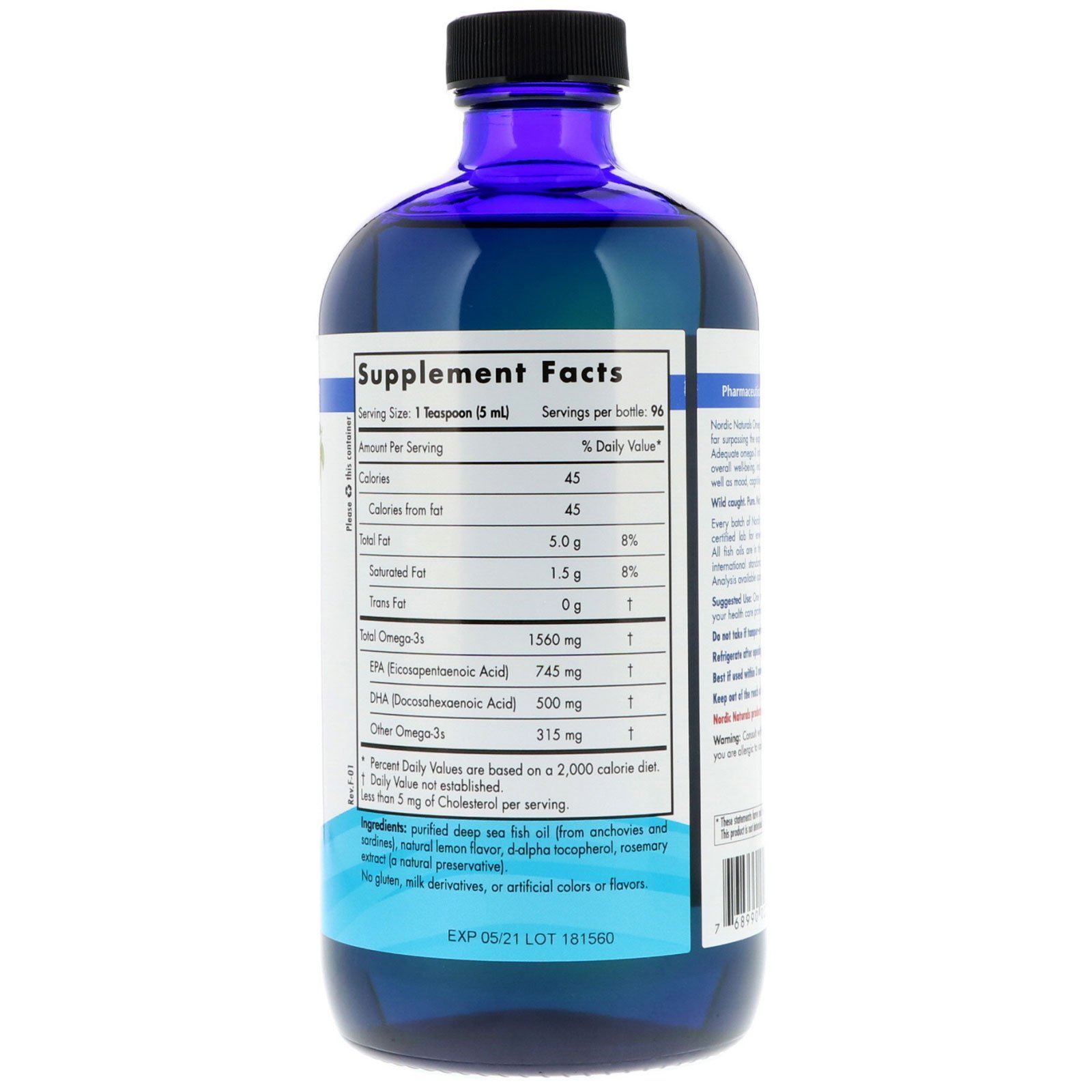 Nordic Naturals, Ômega-3, Limão, 1.560 mg, 473 ml (16 fl oz) - Imagem 2
