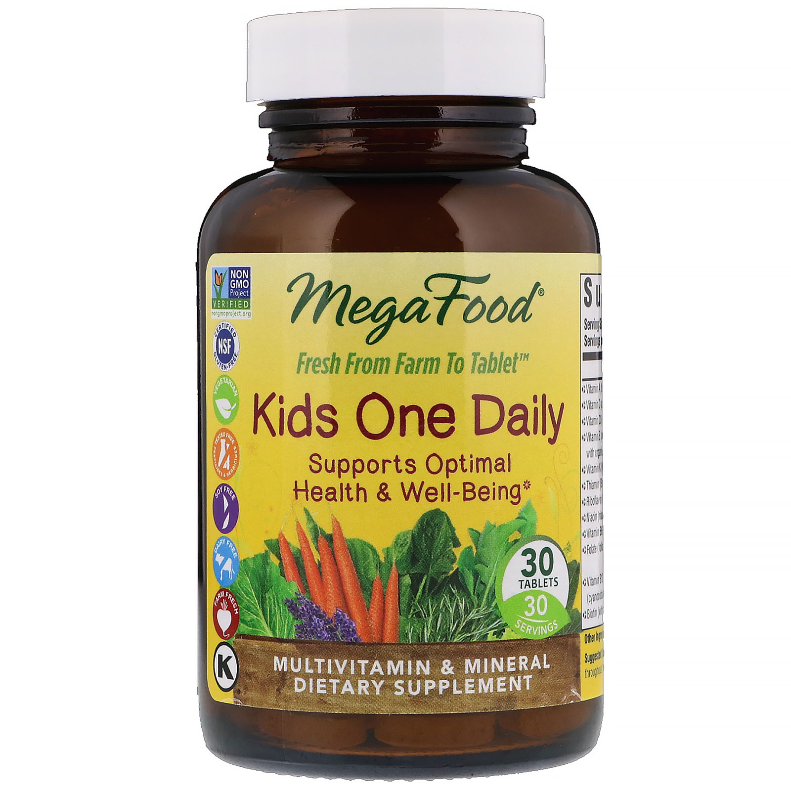MegaFood, Kids One Daily, 30 Comprimidos