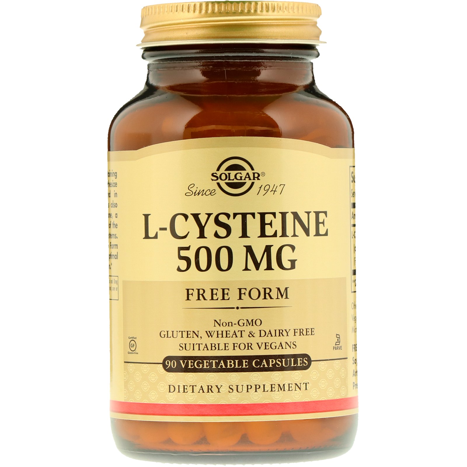 Solgar, L-Cisteína, 500 mg, 90 Cápsulas Vegetais