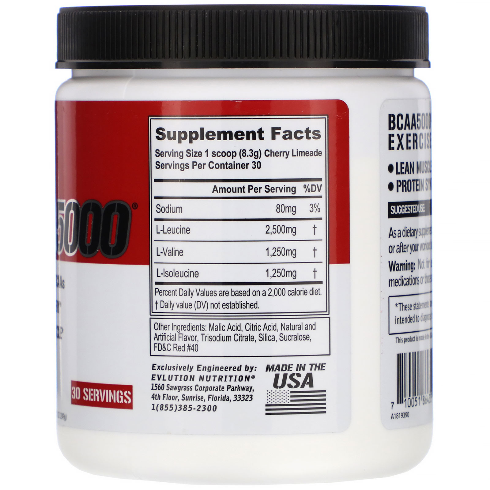 EVLution Nutrition, BCAA 5000, Cherry Limeade, 8.78 oz (249 g) - Imagem 2