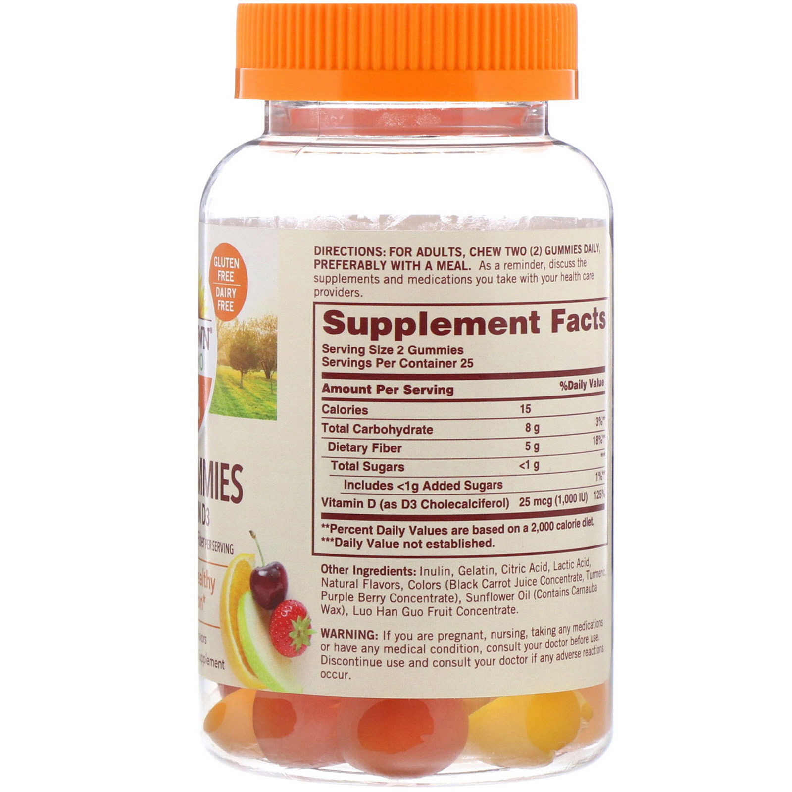 Sundown Naturals, Fiber Gummies with Vitamin D3, Assorted Fruit Flavors, 50 Gummies - Imagem 2