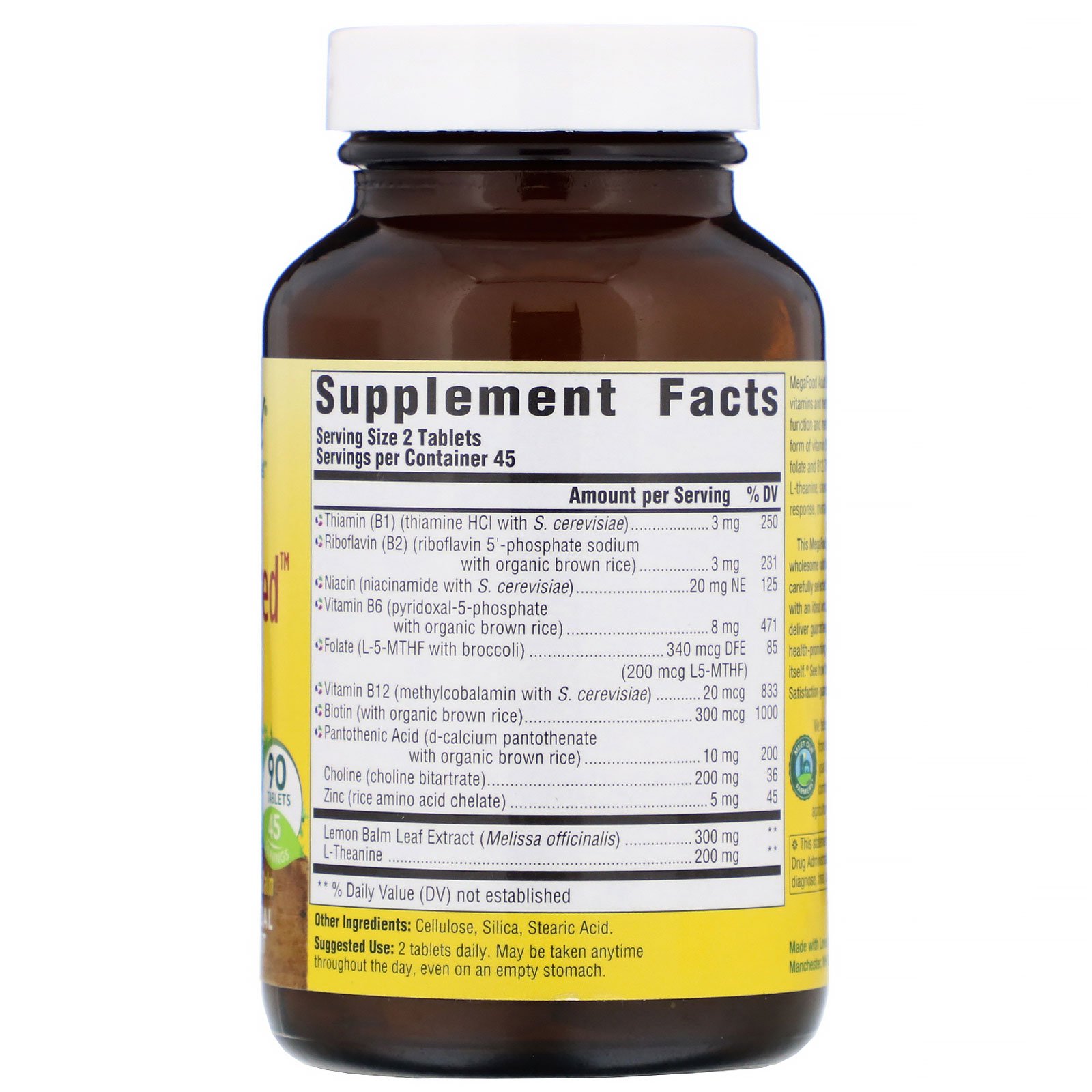 MegaFood, Adult B-Centered, 90 Comprimidos - Imagem 2