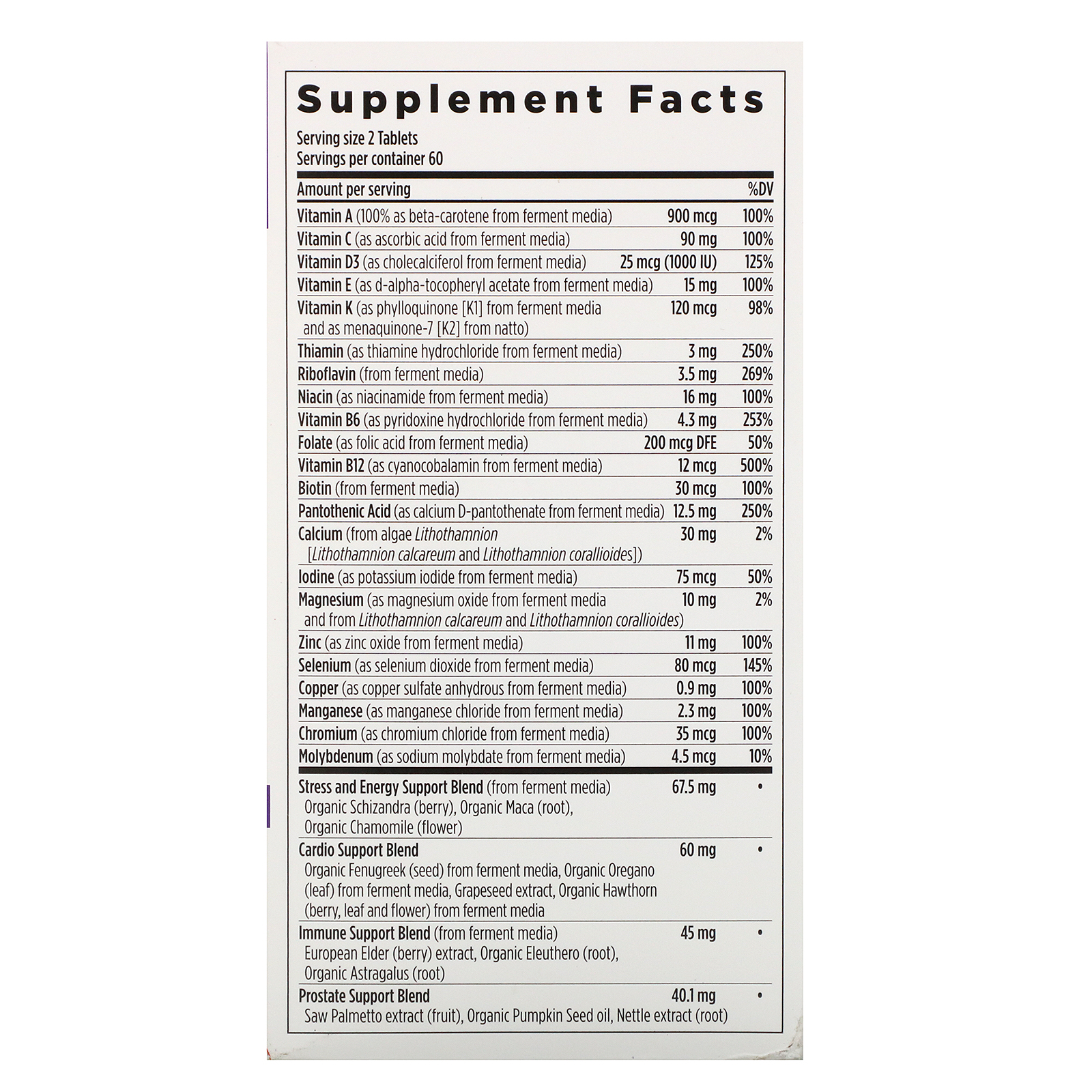 New Chapter, Men's Advanced Multi, 120 Vegetarian Tablets - Imagem 2