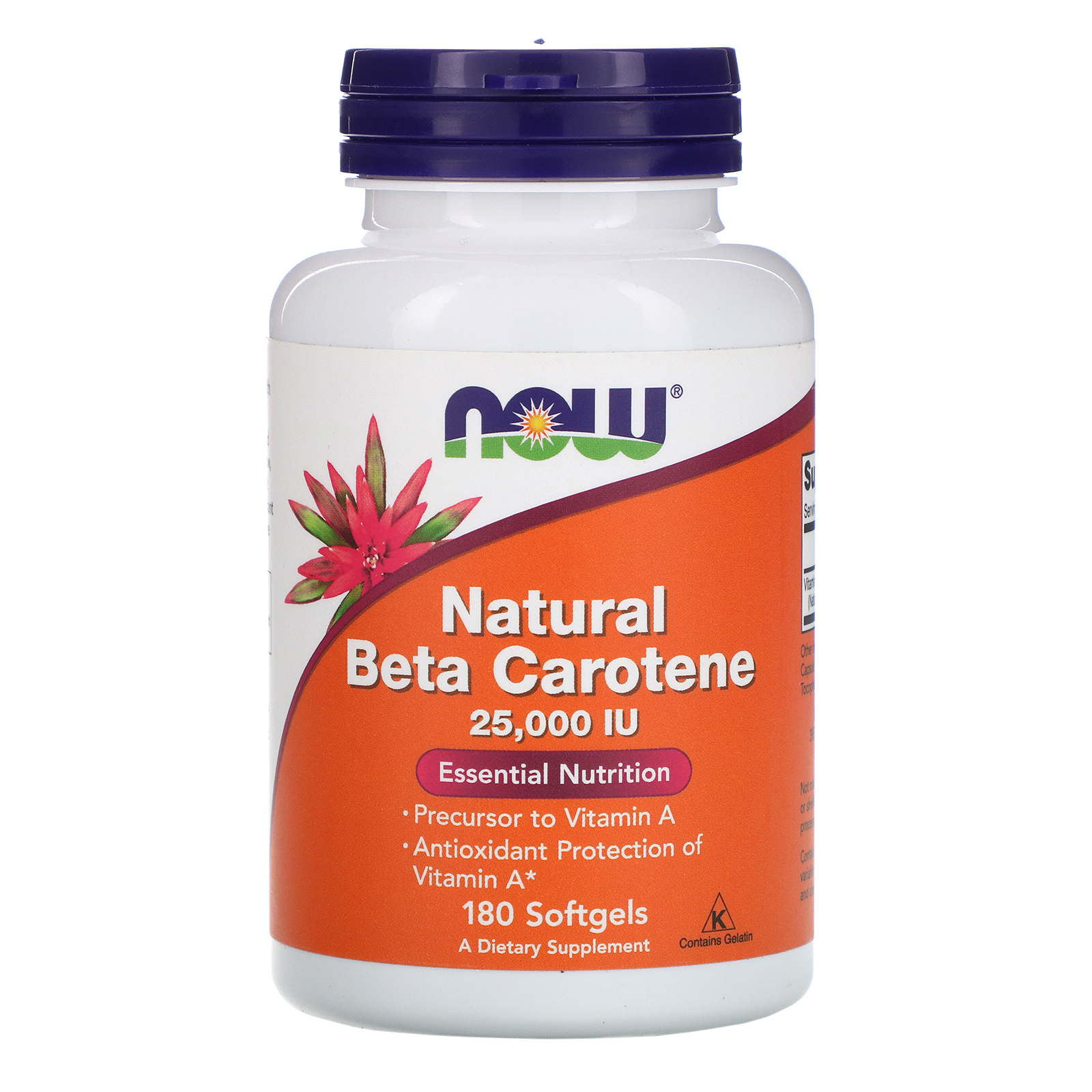 Now Foods, Betacaroteno Natural, 25000 UI, 180 Cápsula gelatinosas