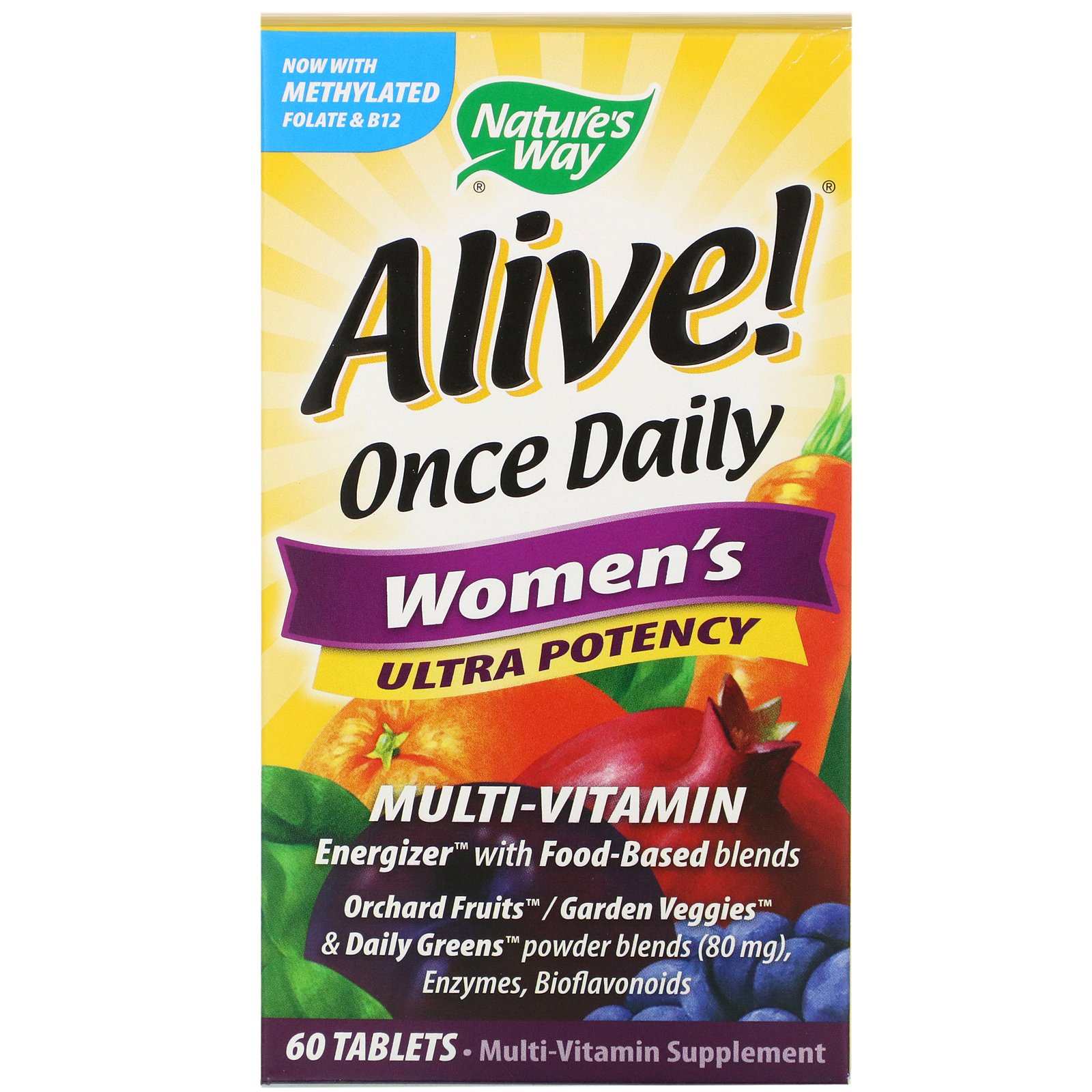 Nature's Way, Alive! Once Daily, Multivitamínico Ultra Potencial para Mulheres, 60 Comprimidos