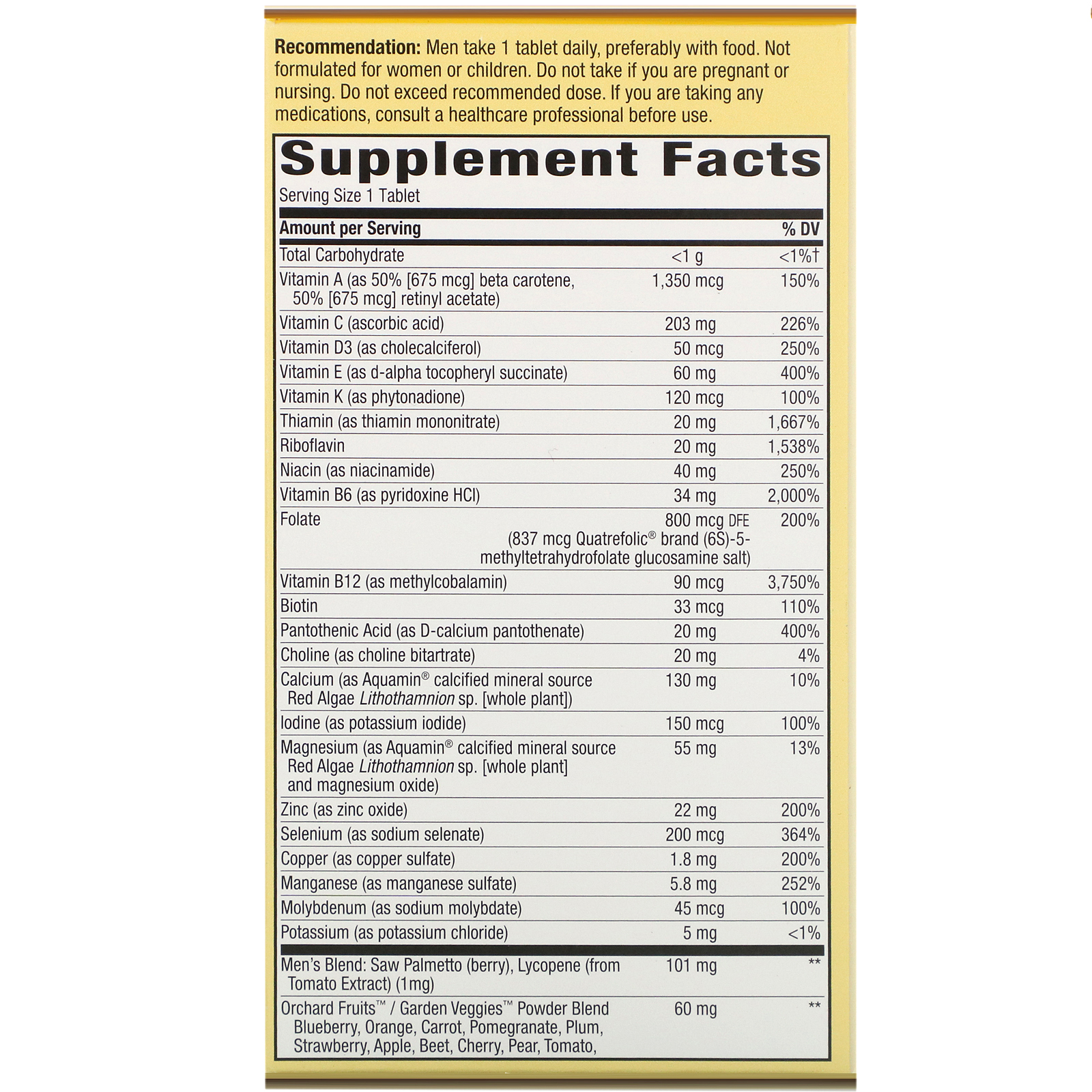Nature's Way, Alive! Once Daily, 50+ Multivitamina Masculina, 60 Comprimidos - Imagem 2