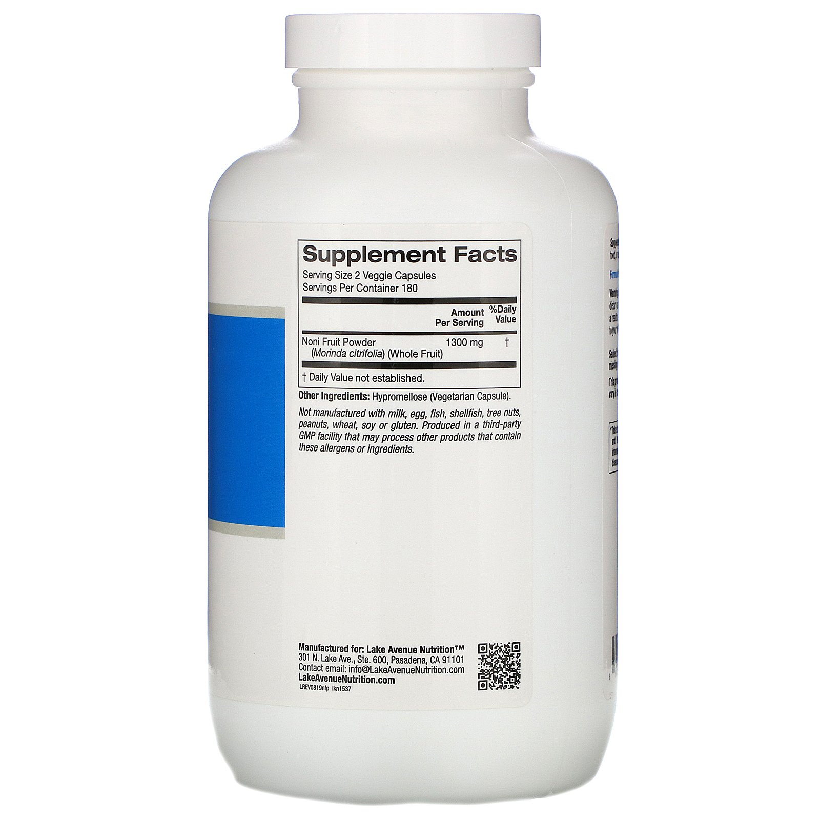 Lake Avenue Nutrition, Pó de Fruto Noni, Pó Orgânico de Fruto Inteiro, 360 Cápsulas Vegetais - Imagem 2