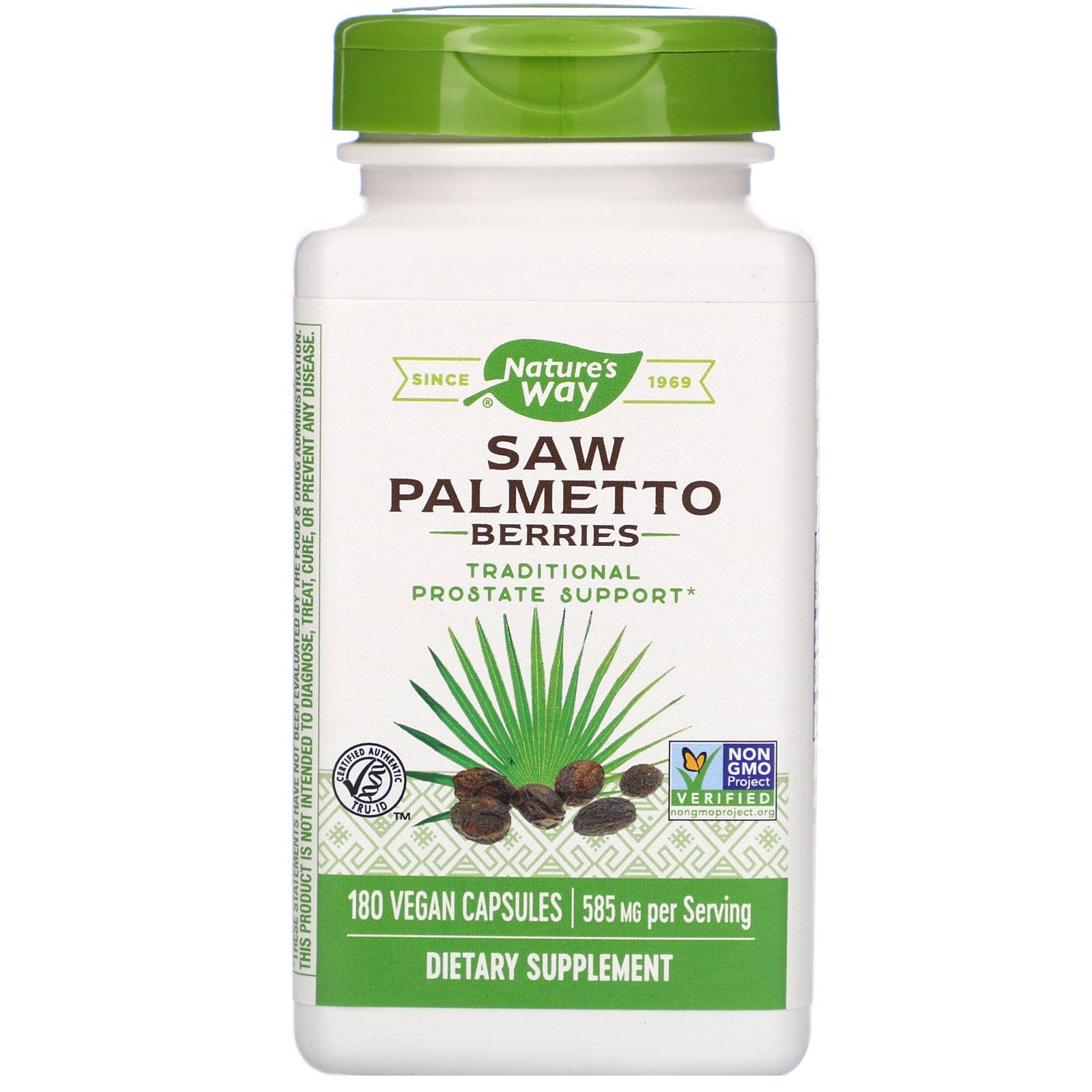 Nature's Way, Bagas de Saw Palmetto, 585 mg, 180 Cápsulas Vegetais