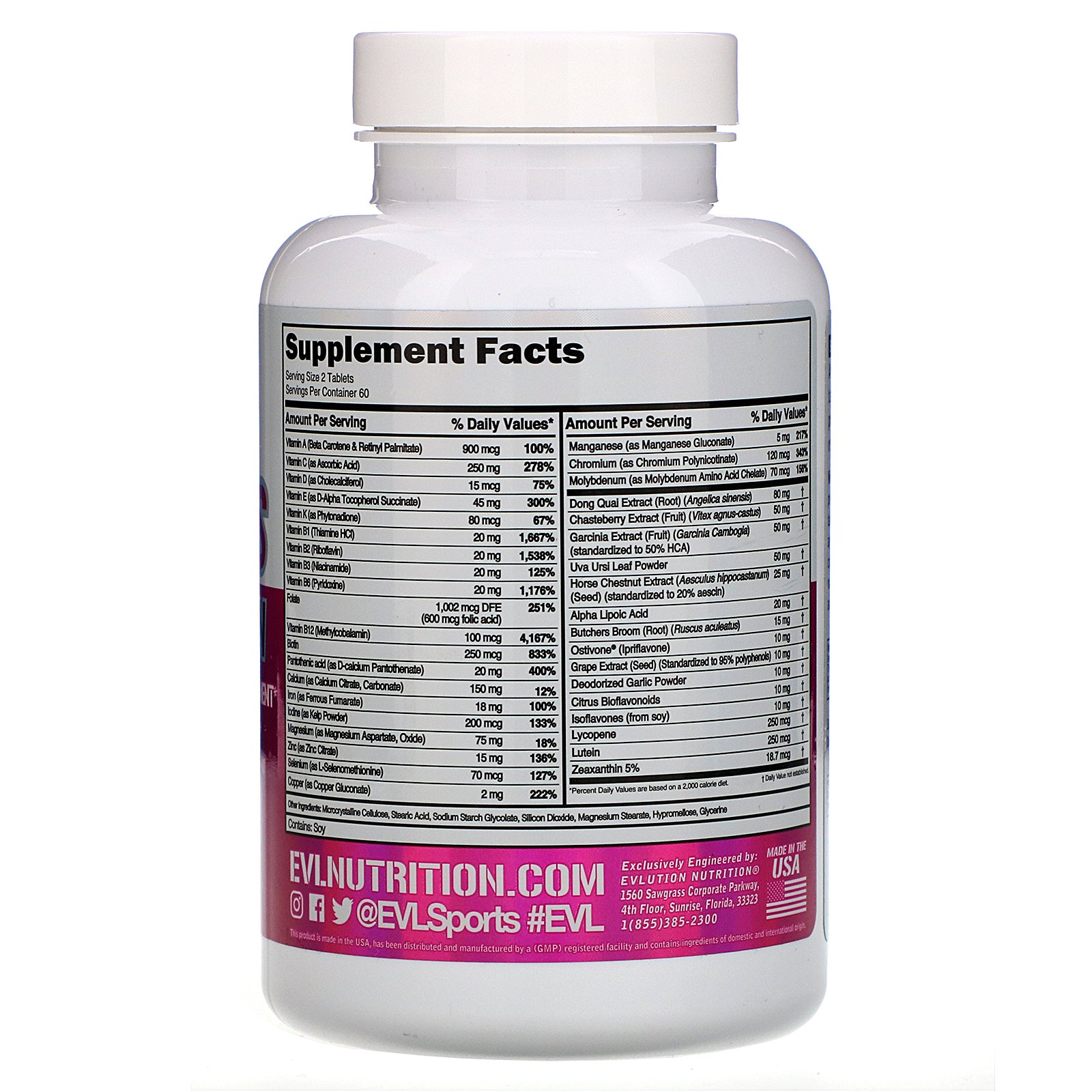 EVLution Nutrition, Multivitamínico para Mulheres, 120 Comprimidos - Imagem 2