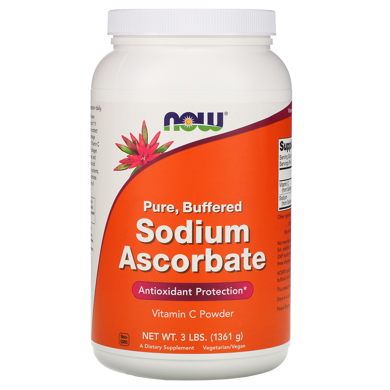 Now Foods, Ascorbato de Sódio em Pó, 1361 g (3 lbs)