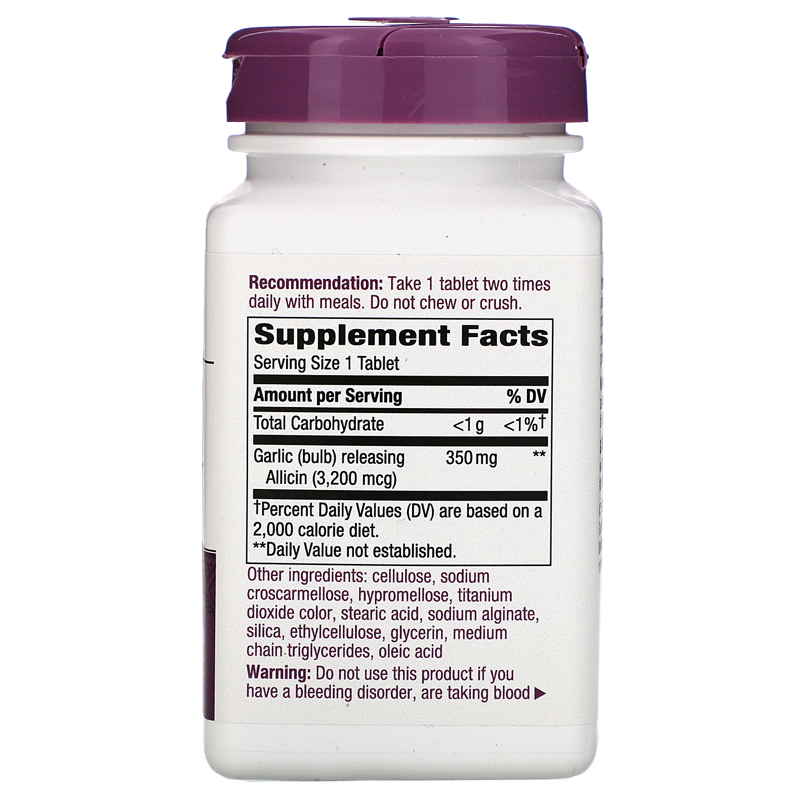 Nature's Way, Garlicin Cardio, 350 mg, 180 Vegan Tablets - Imagem 2