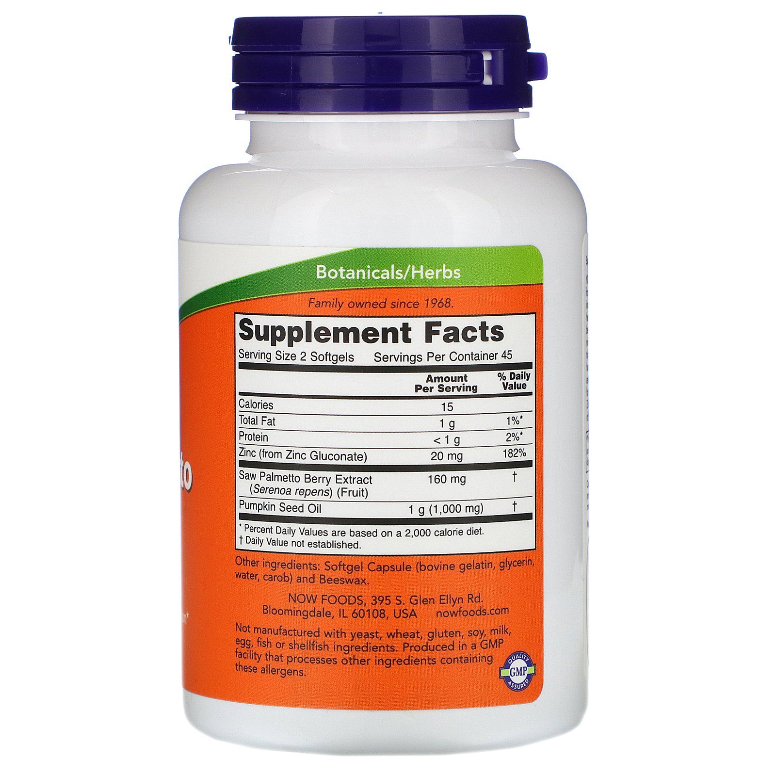 Now Foods, Extrato de Saw Palmetto com Óleo de Semente de Abóbora e Zinco, 160 mg, 90 Cápsulas Softgel - Imagem 2