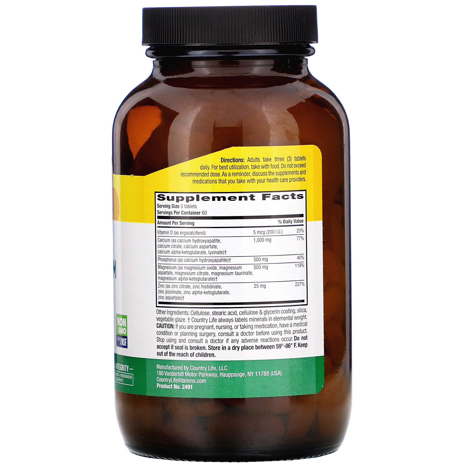 Country Life, Target-Mins, Calcium Magnesium Zinc with Vitamin D, 180 Tablets - Imagem 2