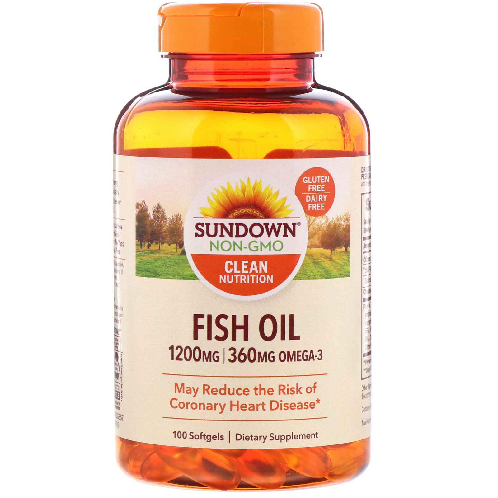 Sundown Naturals, Óleo de peixe, 1200 mg, 100 cápsulas gelatinosas