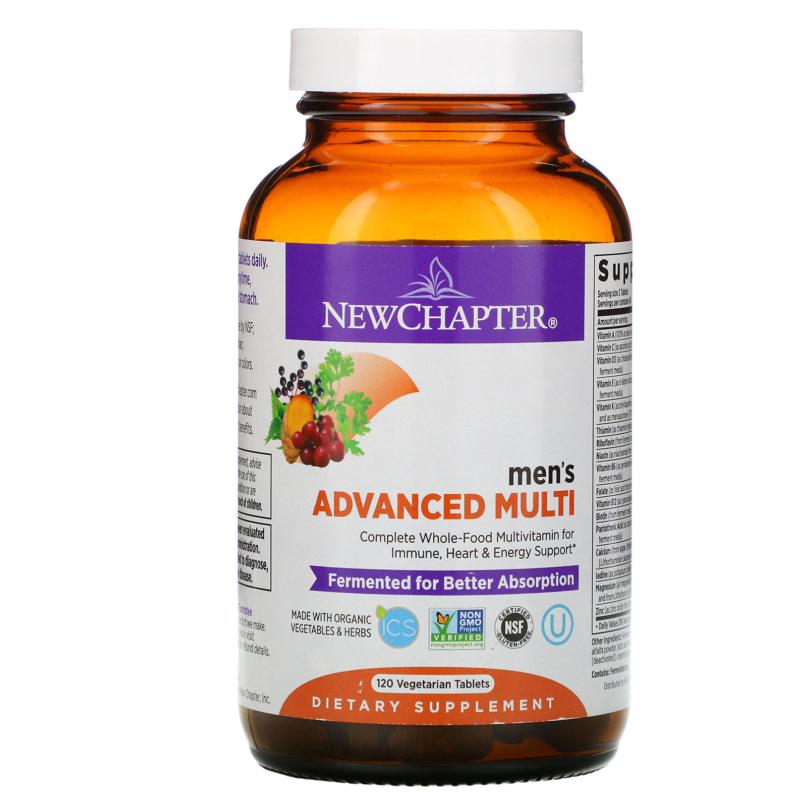 New Chapter, Men's Advanced Multi, 120 Vegetarian Tablets - Imagem 4