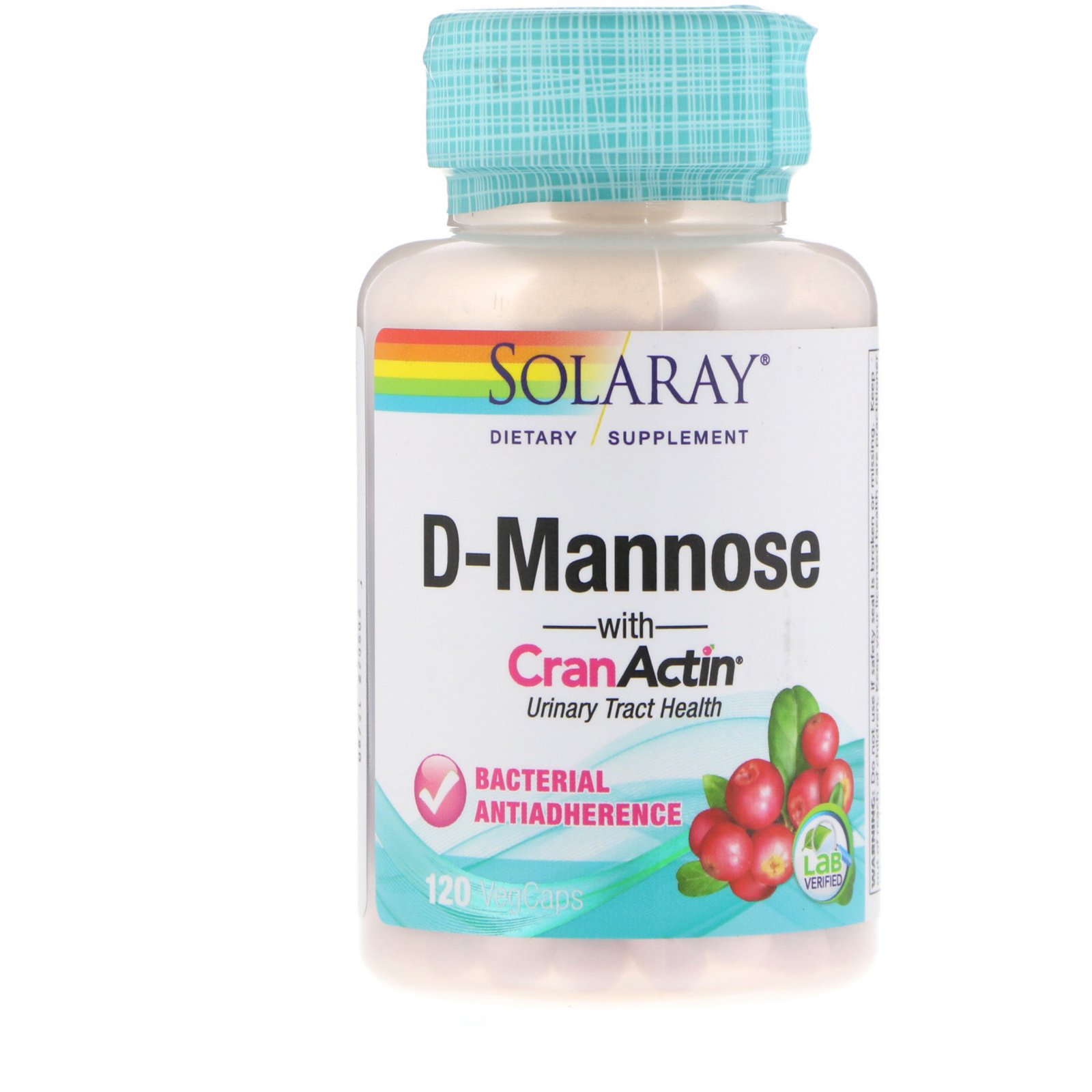 Solaray, D-Manose, com CranActin, 120 Cápsulas Vegetarianas