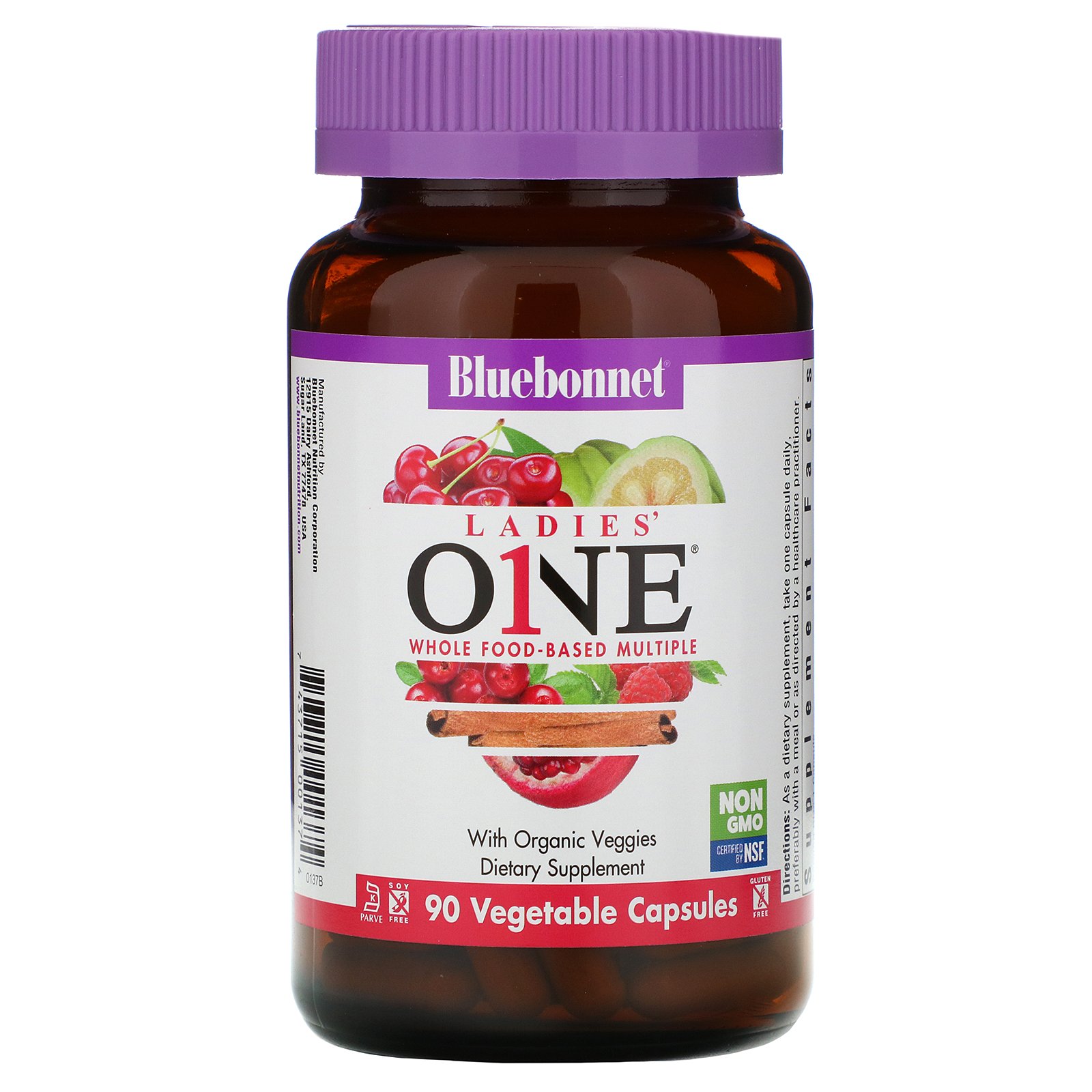 Bluebonnet Nutrition, Ladies' ONE, Whole Food-Based Multiple, 90 Vegetable Capsules - Imagem 3