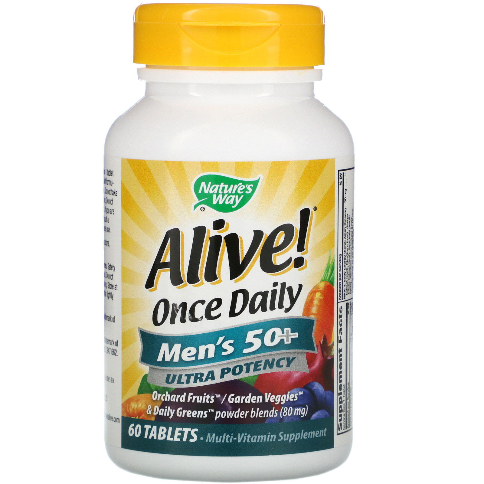 Nature's Way, Alive! Once Daily, 50+ Multivitamina Masculina, 60 Comprimidos - Imagem 4