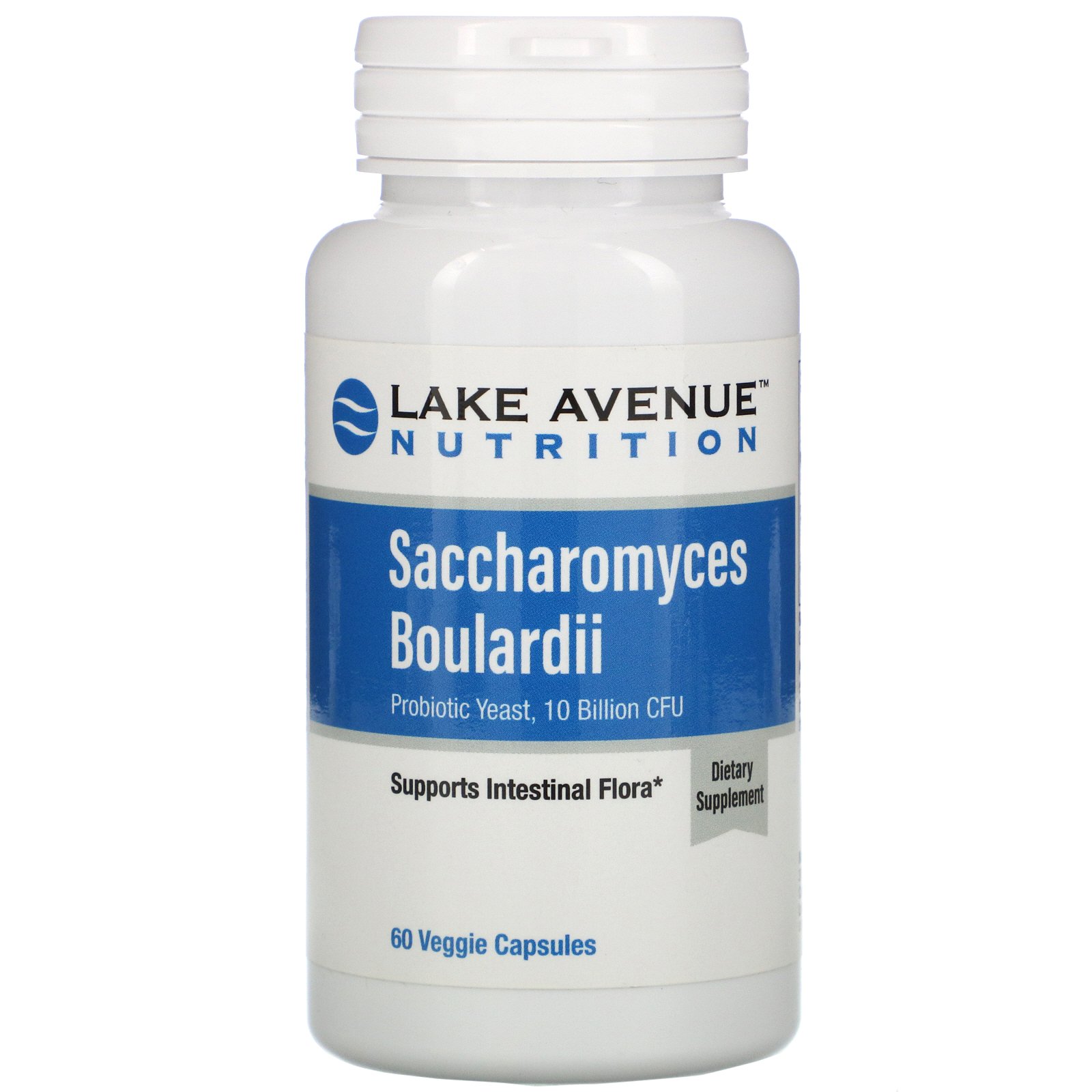 Lake Avenue Nutrition, Saccharomyces Boulardii, Levedura probiótica, 10 bilhões de UFCs, 60 cápsulas vegetais