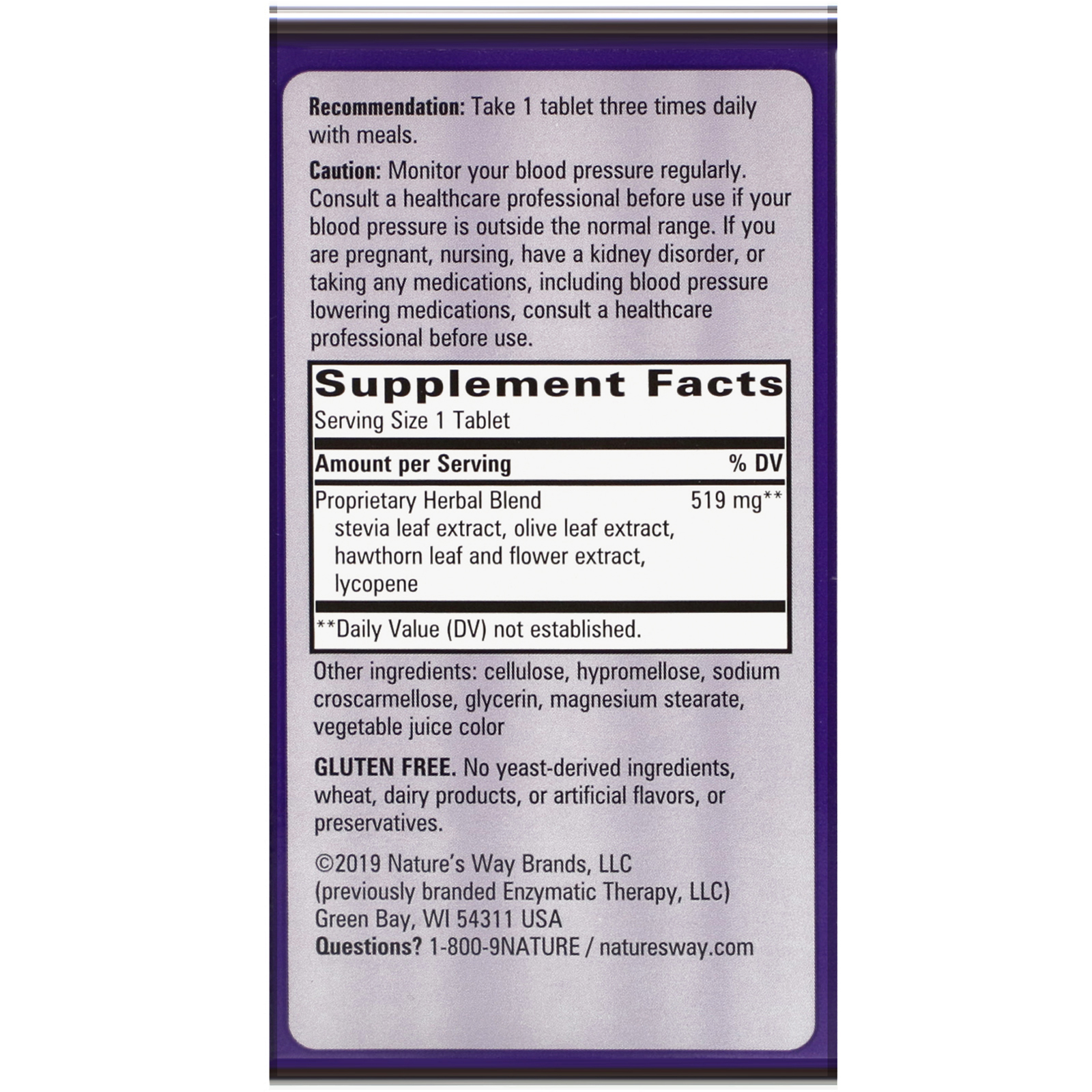 Nature's Way, BP Manager, 90 Tablets - Imagem 2