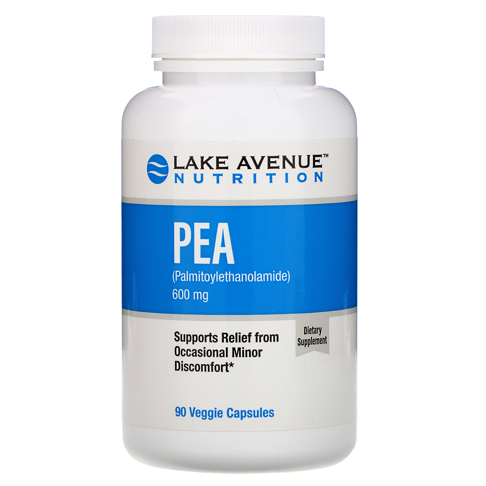 Lake Avenue Nutrition, PEA (Palmitoiletanolamida), 600 mg, 90 Cápsulas Vegetais