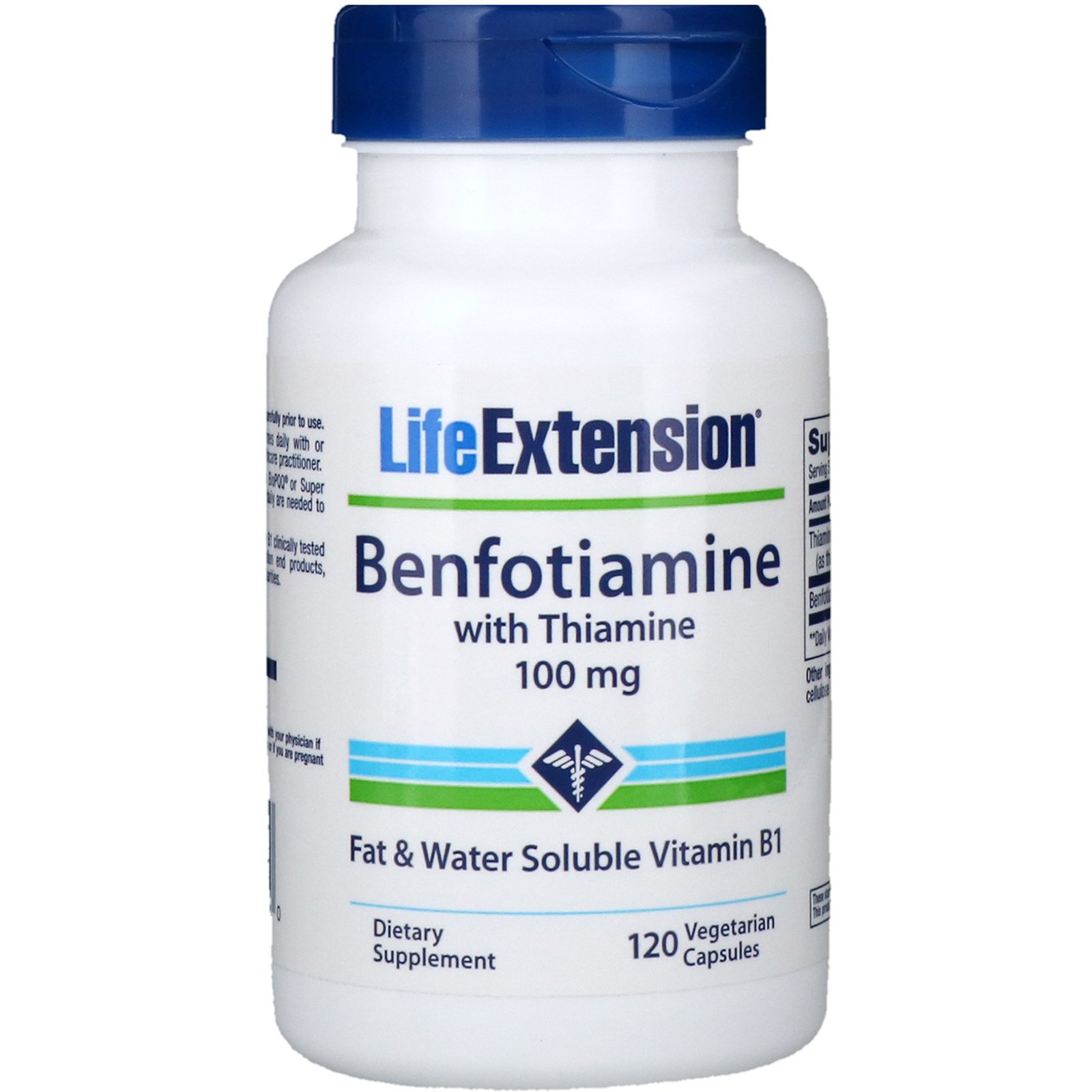 Life Extension, Benfotiamina, com Tiamina, 100 mg, 120 Cápsulas Vegetais