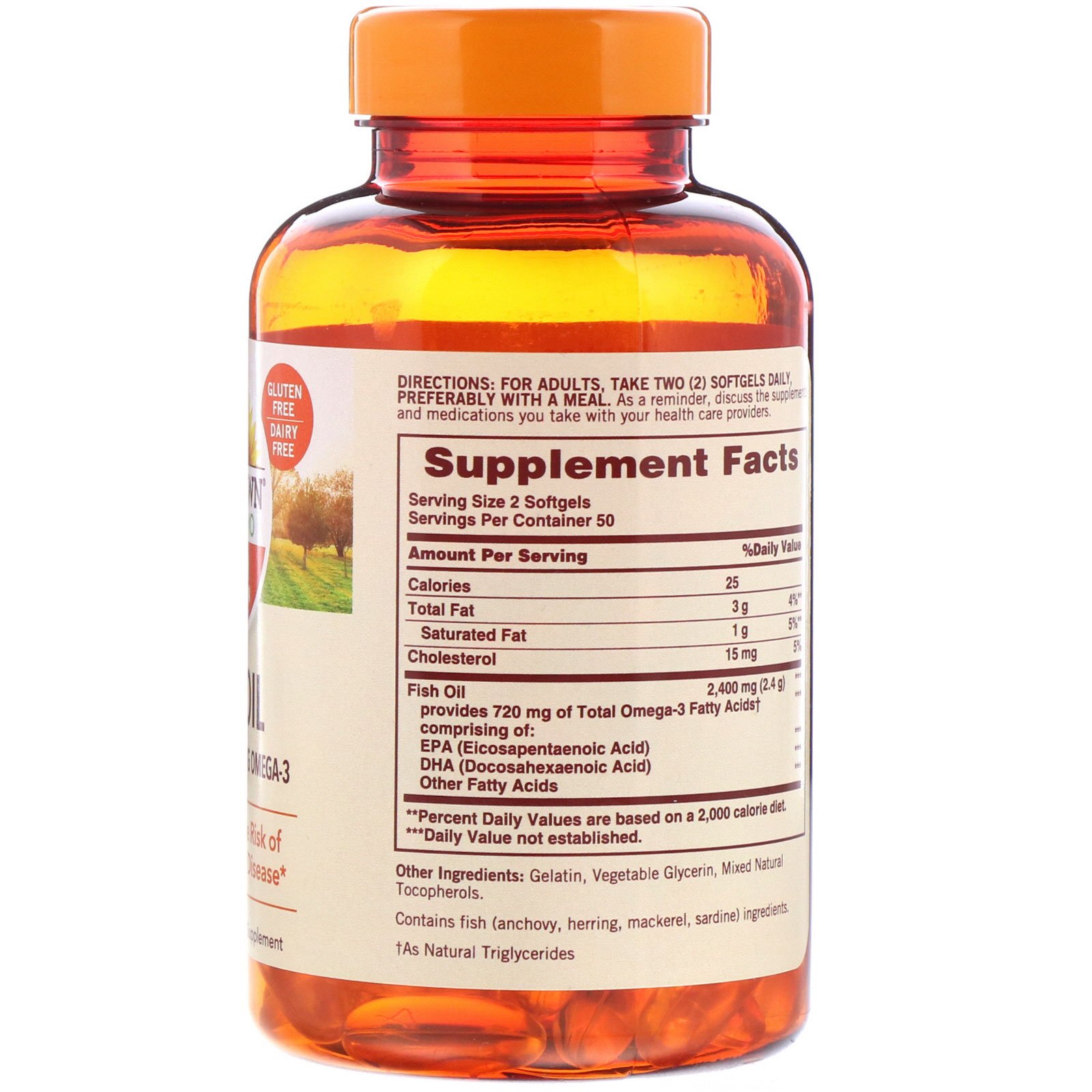 Sundown Naturals, Óleo de peixe, 1200 mg, 100 cápsulas gelatinosas - Imagem 2
