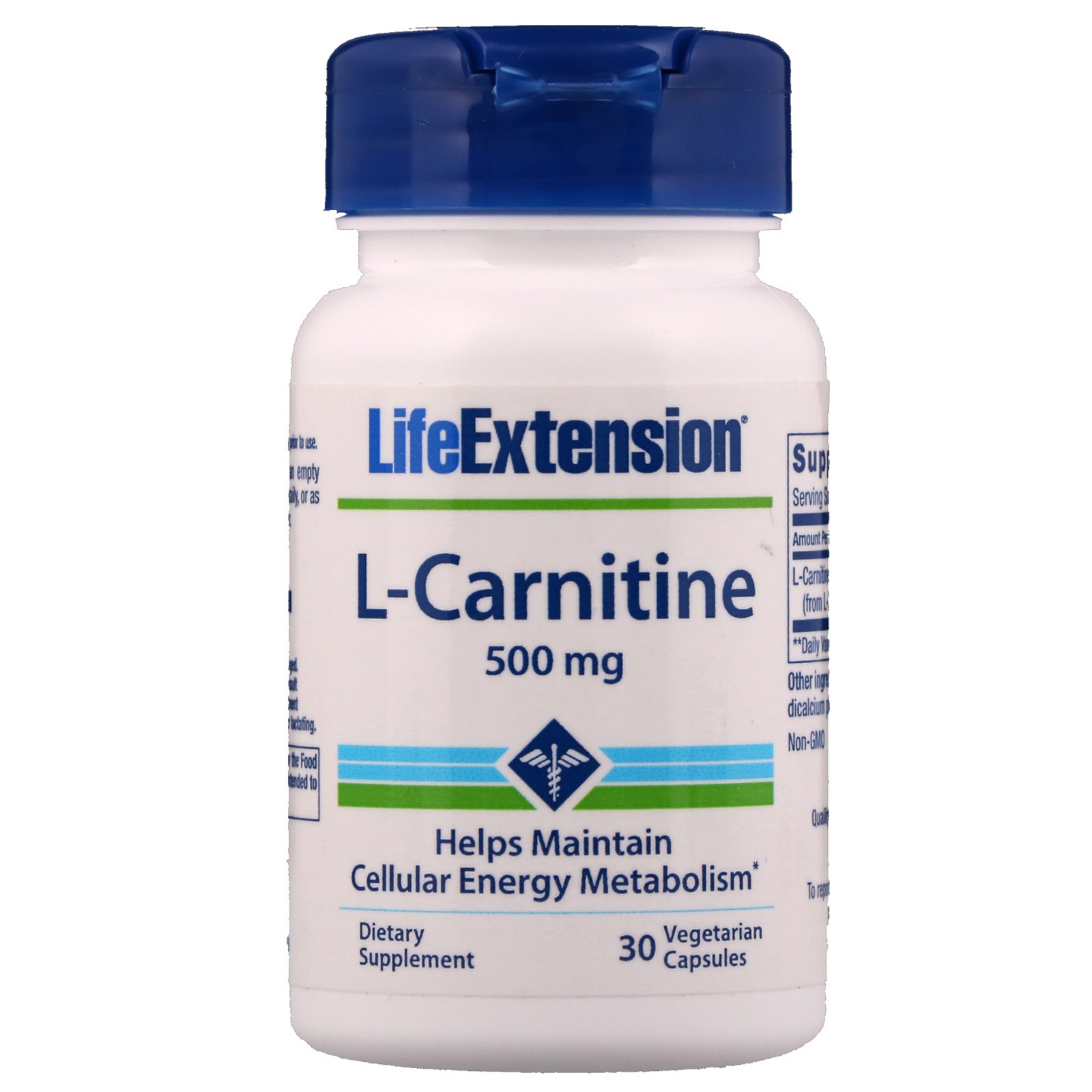 Life Extension, L-Carnitina, 500 mg, 30 Cápsulas Vegetais