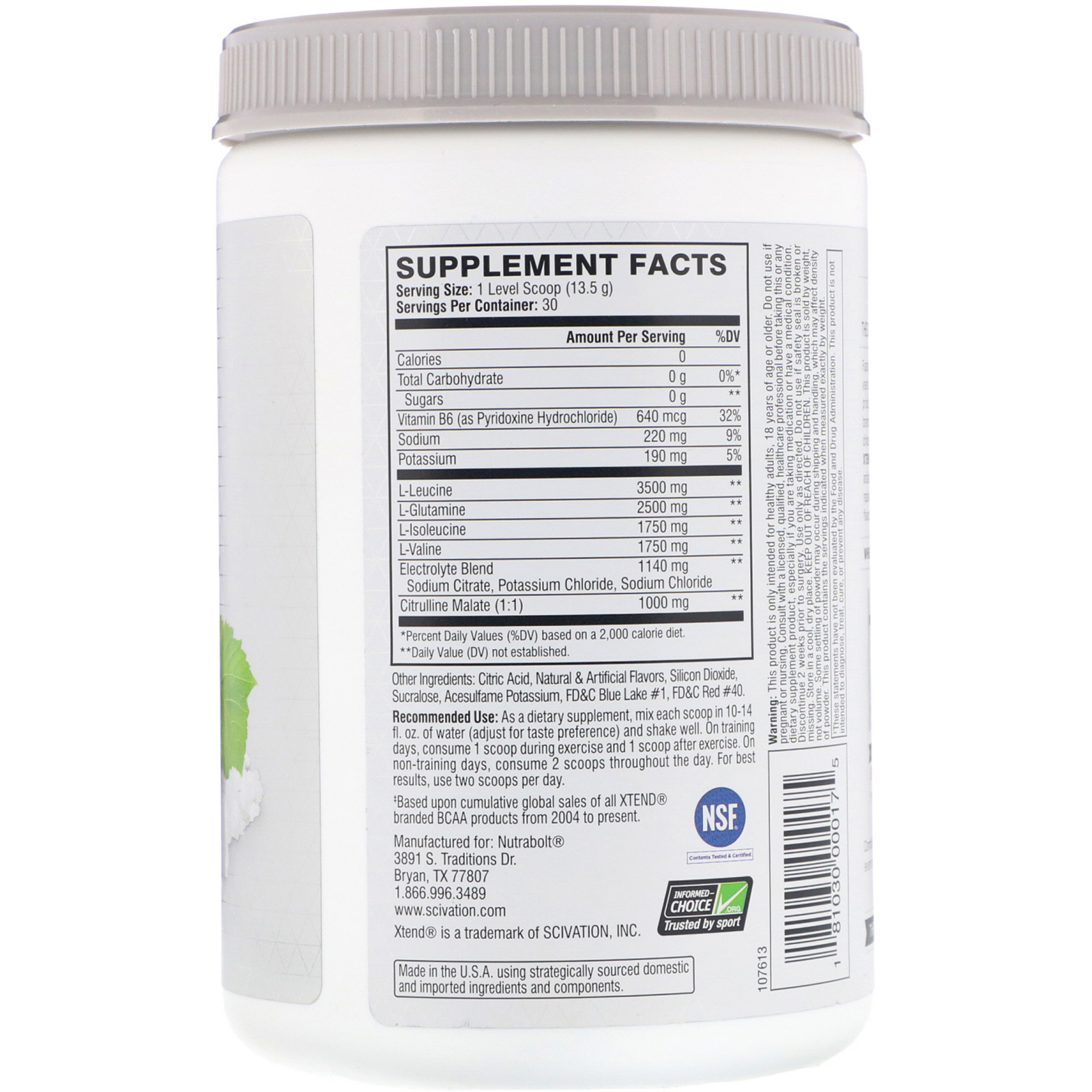Scivation, Xtend, The Original 7G BCAA, Glacial Grape, 405 g (14,3 oz) - Imagem 2