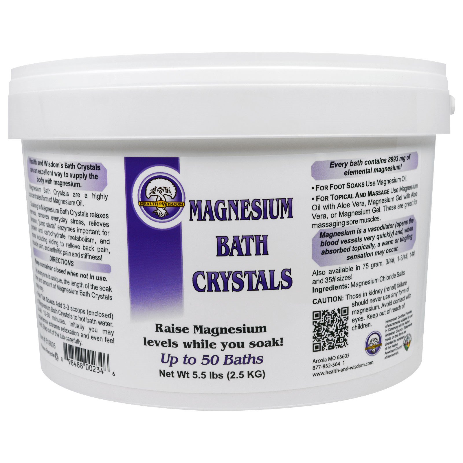 Health and Wisdom, Cristais de Banho de Magnésio, 5.5 lbs (2,5 kg)