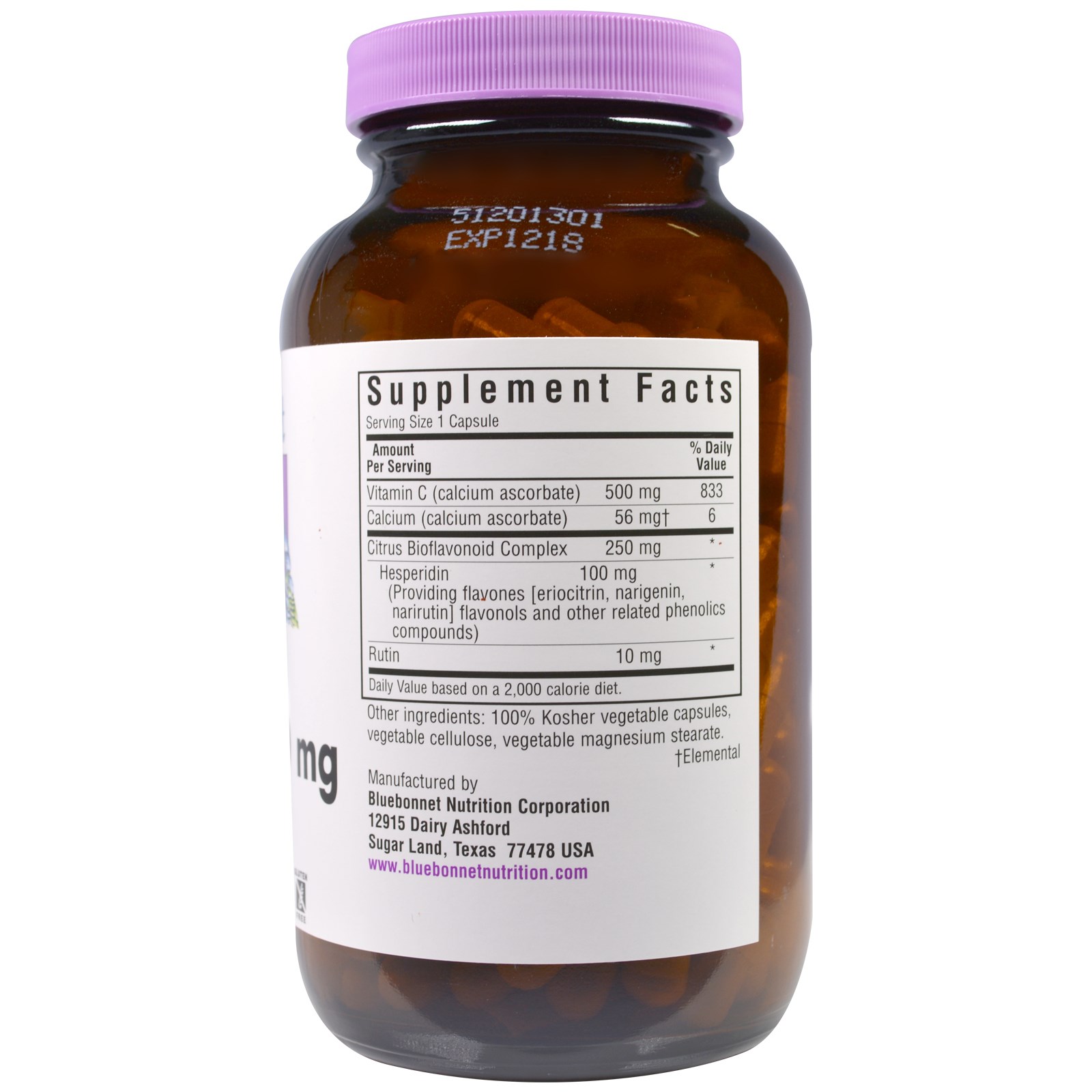Bluebonnet Nutrition, Vitamina C tamponada, 500 mg, 180 cápsulas vegetais - Imagem 2