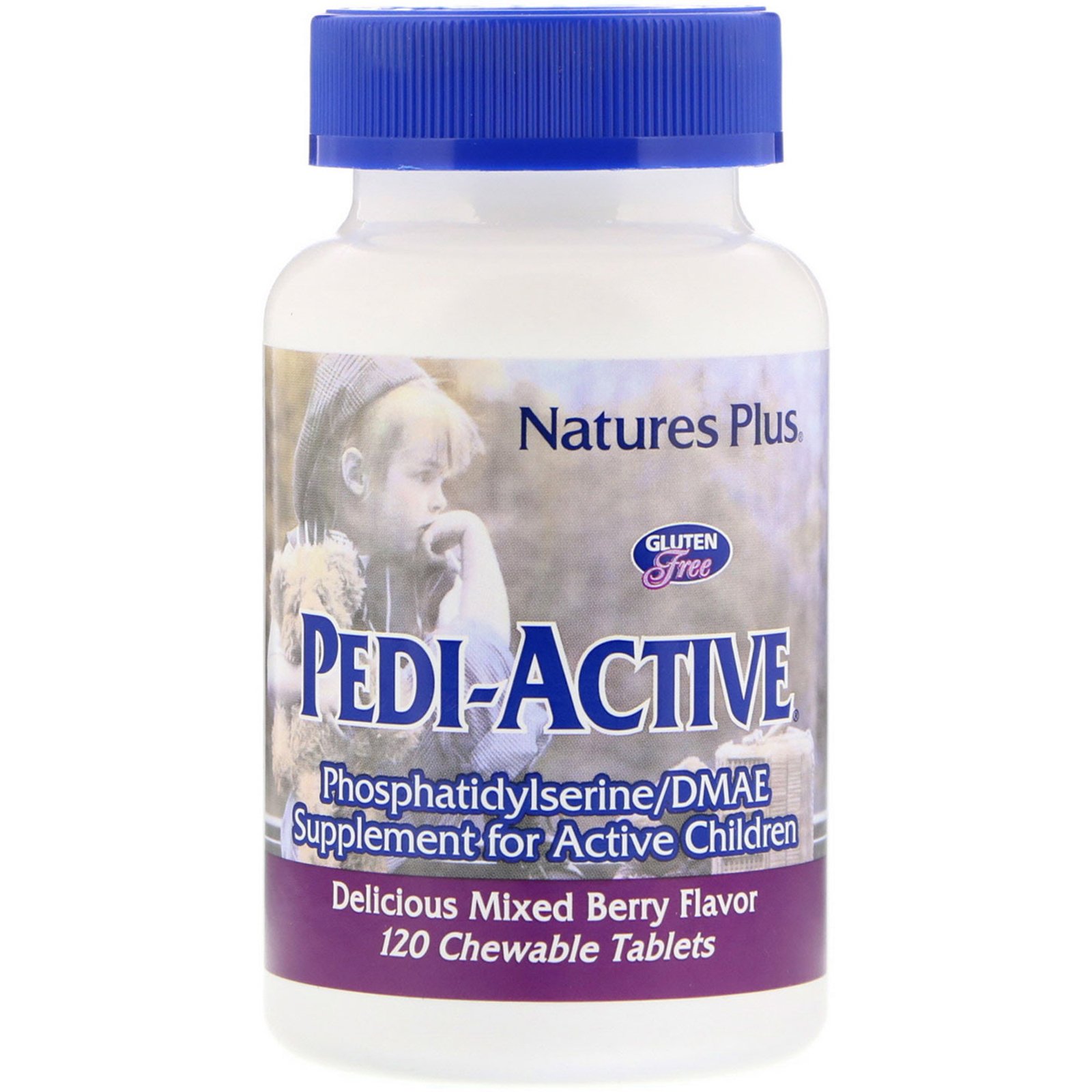 Nature's Plus, Pedi-Active, Suplemento para Crianças Ativas, Sabor Misto de Frutas, 120 Comprimidos Mastigáveis