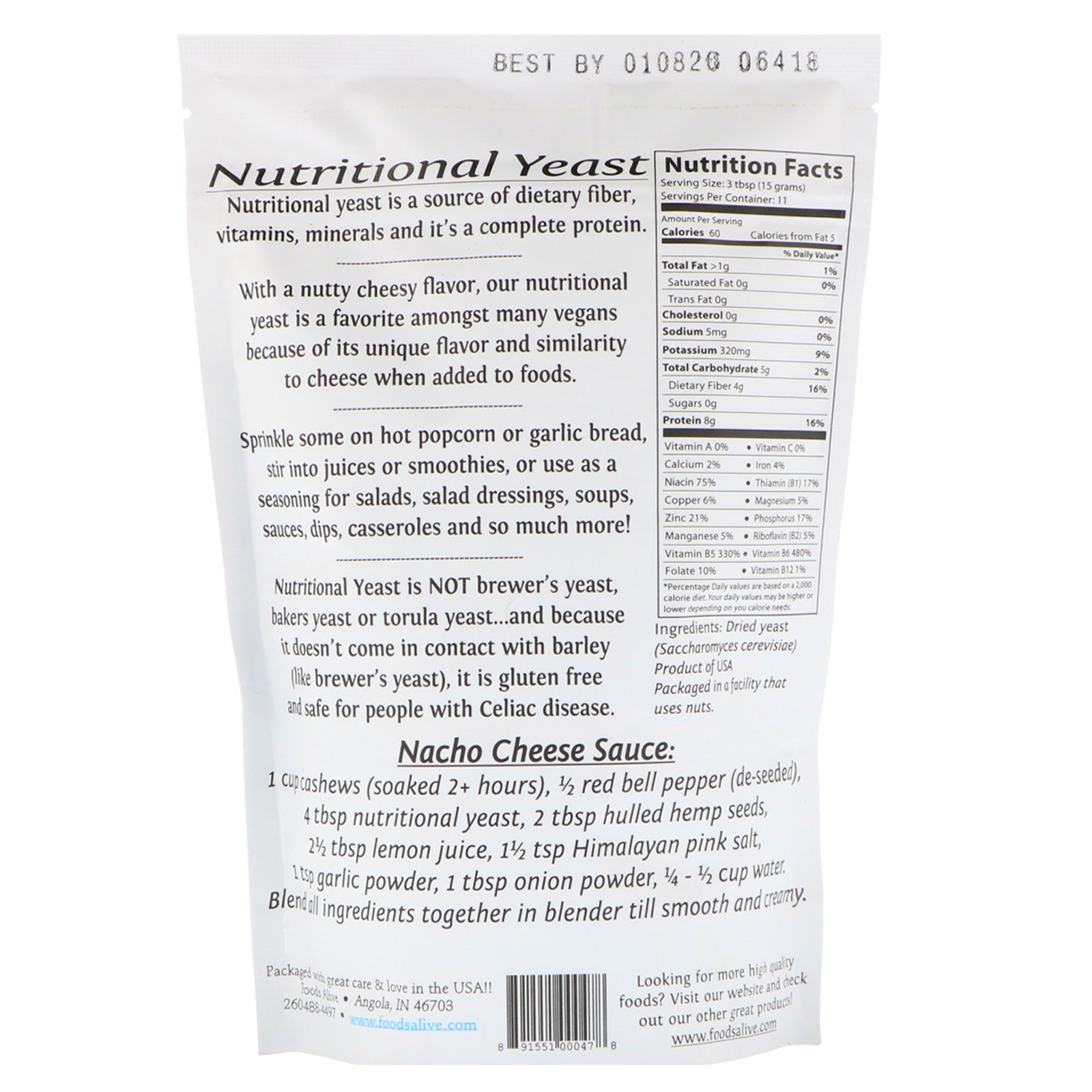 Foods Alive, Superalimentos, levedura nutricional, 6 oz (170 g) - Imagem 2