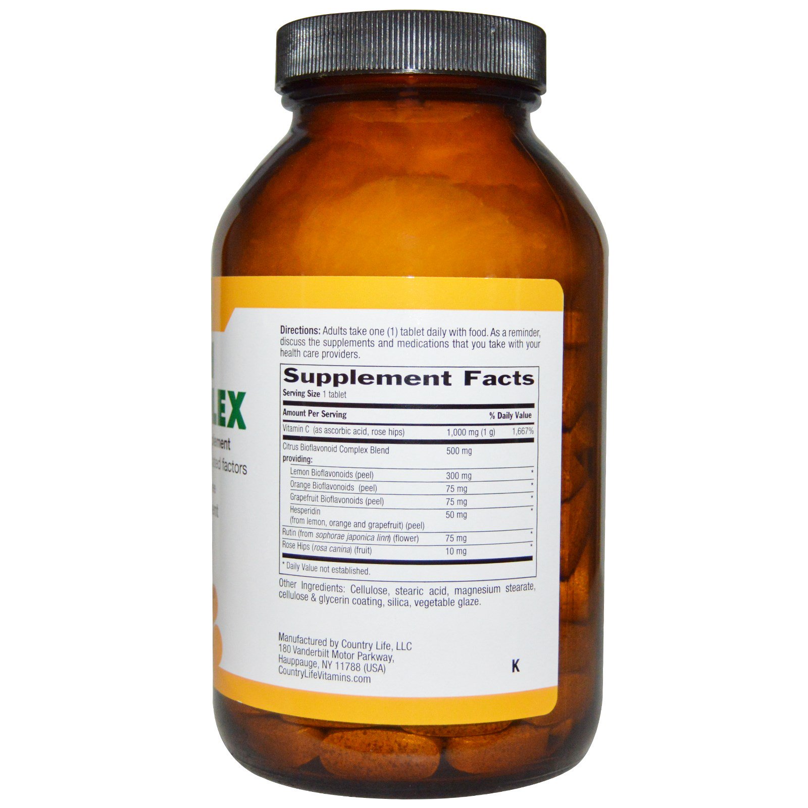 Country Life, Maxi C-Complex, 1,000 mg, 180 Tablets - Imagem 2