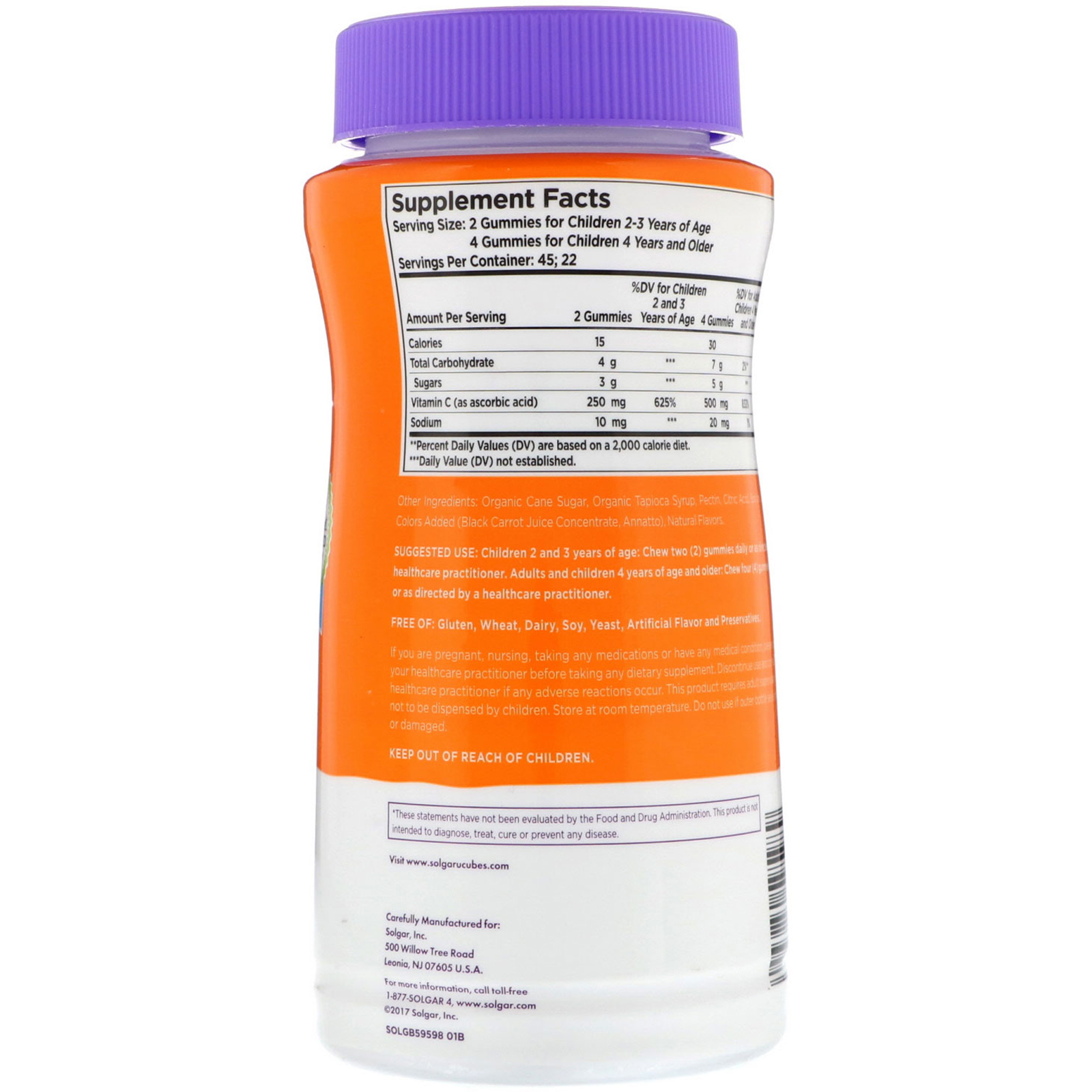 Solgar, U-Cubes, Vitamina C Infantil, Sabores de Laranja e Morango, 90 Balas de Goma - Imagem 2