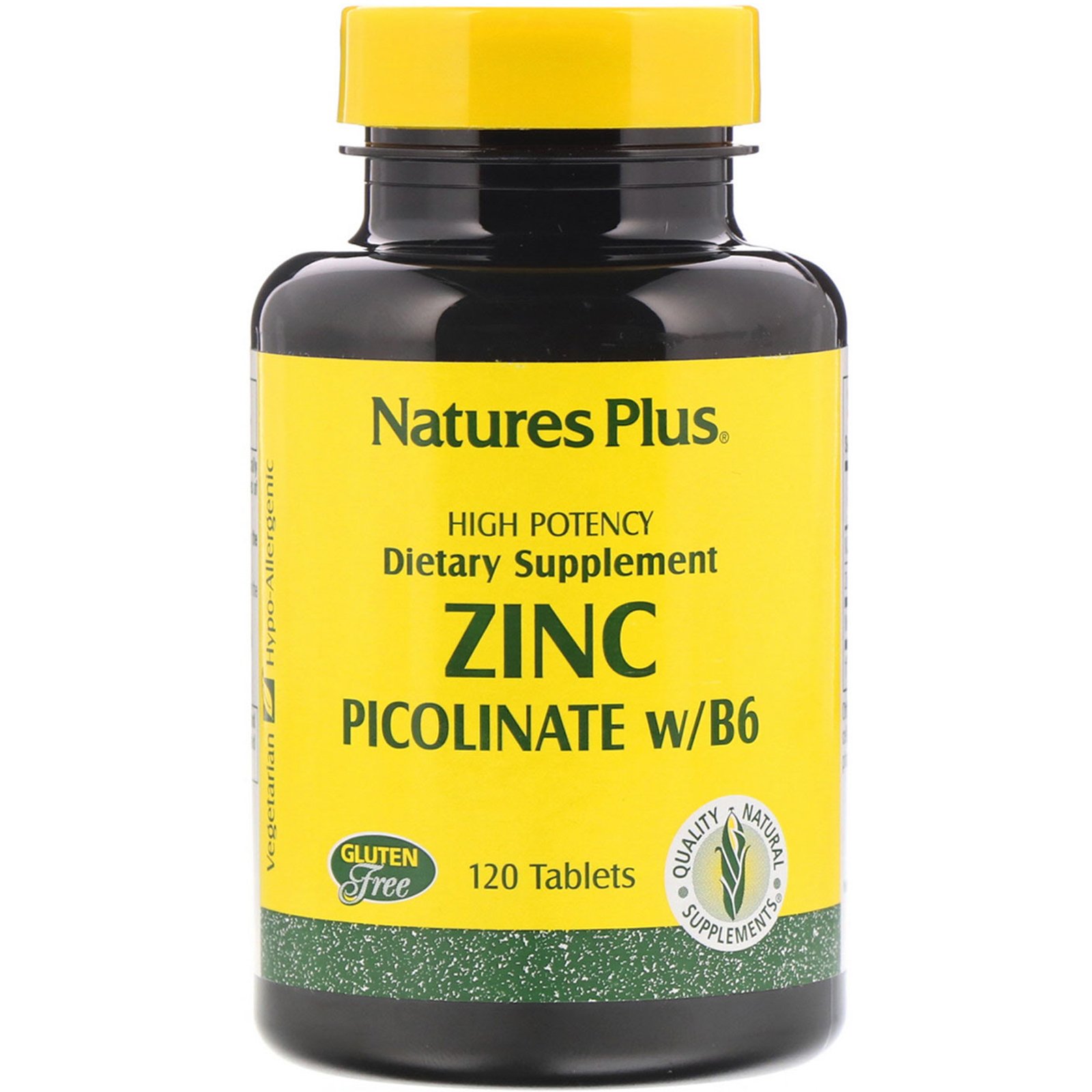 Nature's Plus, Picolinato de Zinco c/B6, 120 Comprimidos