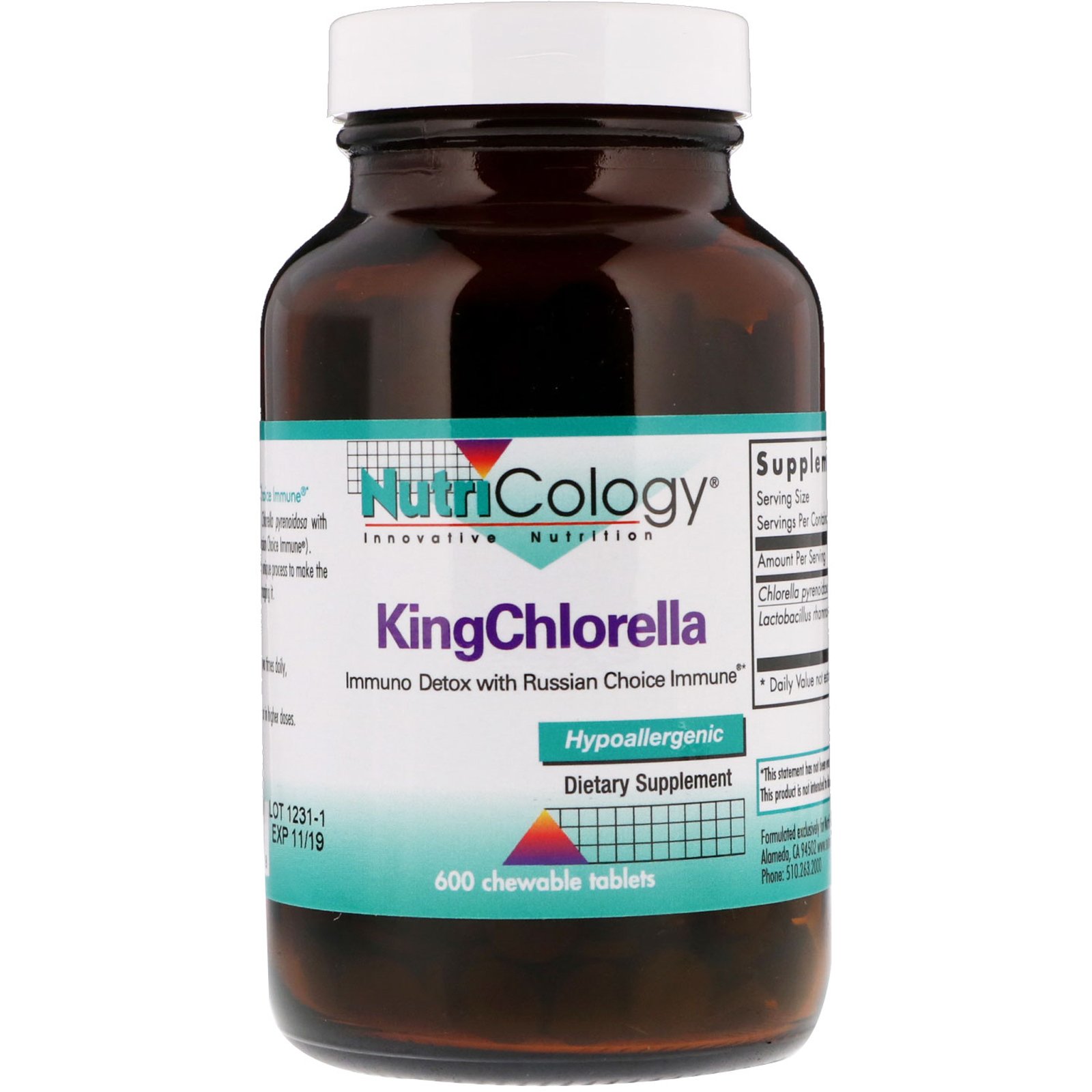 Nutricology, Chlorella Real, 600 Comprimidos Mastigáveis